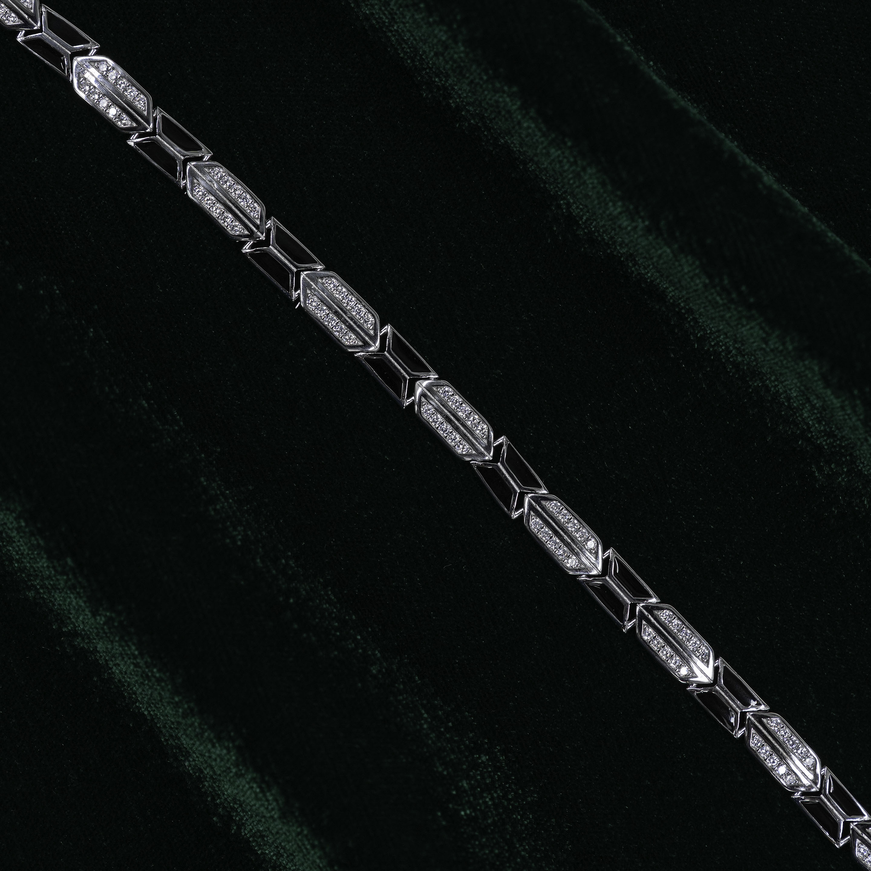 Raag Silver Jewellery - Classic Sterling Silver Black Detail Bracelet