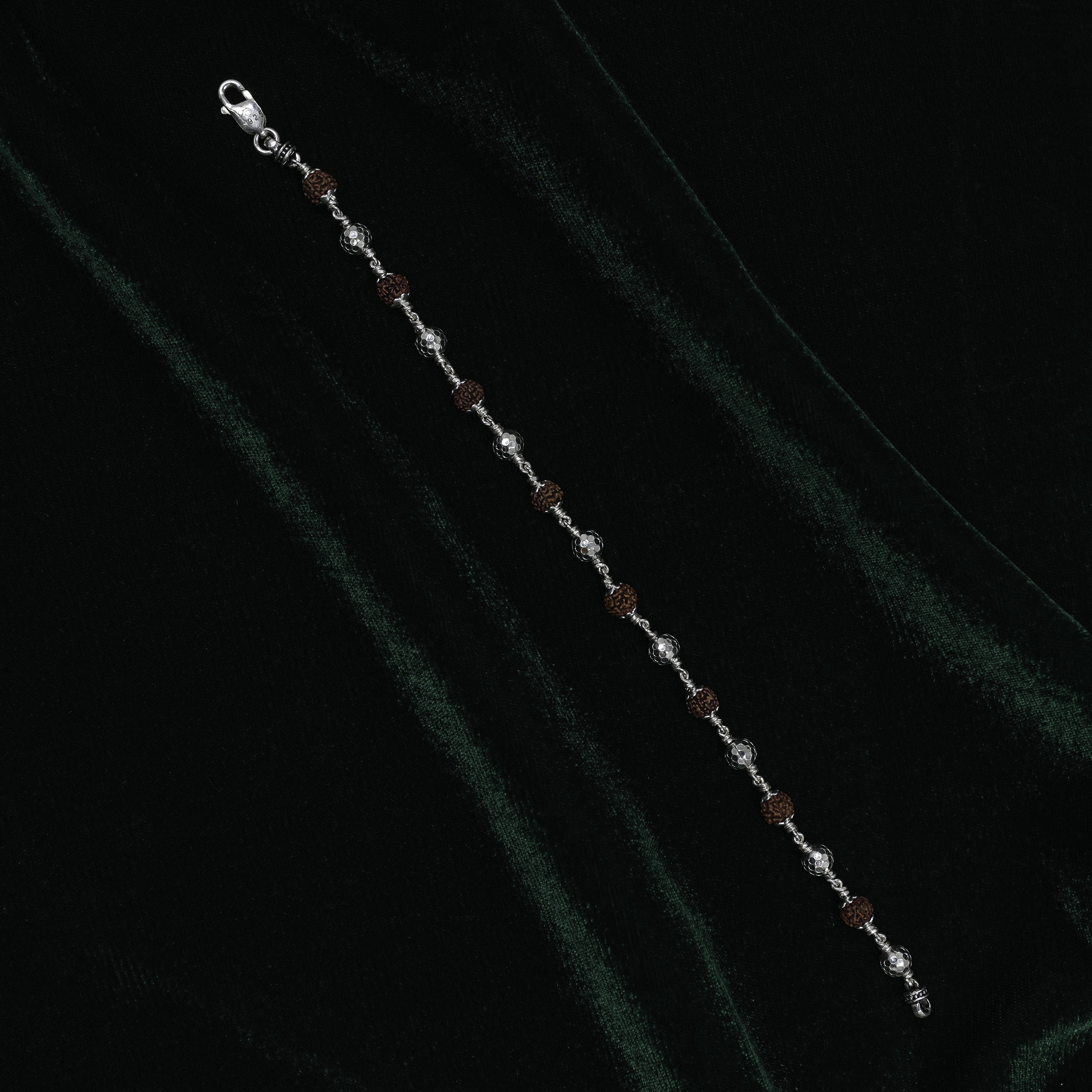 Angely Silver Rudraksha Bead Bracelet With