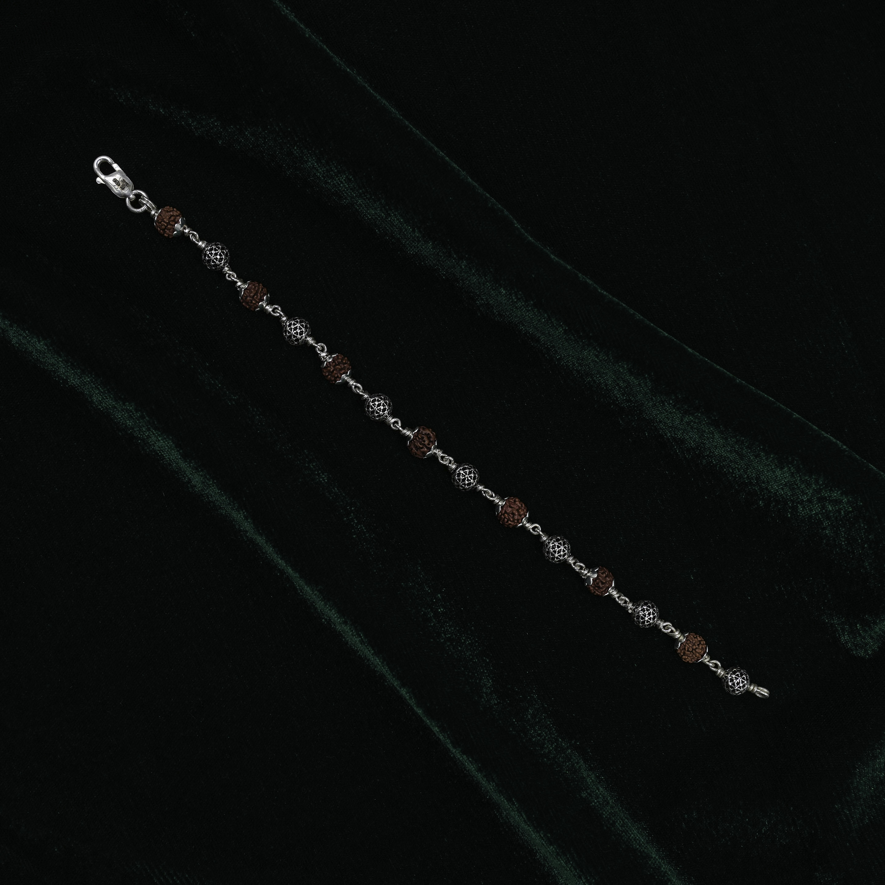 925 Sterling Silver Rudraksha Brown Beads