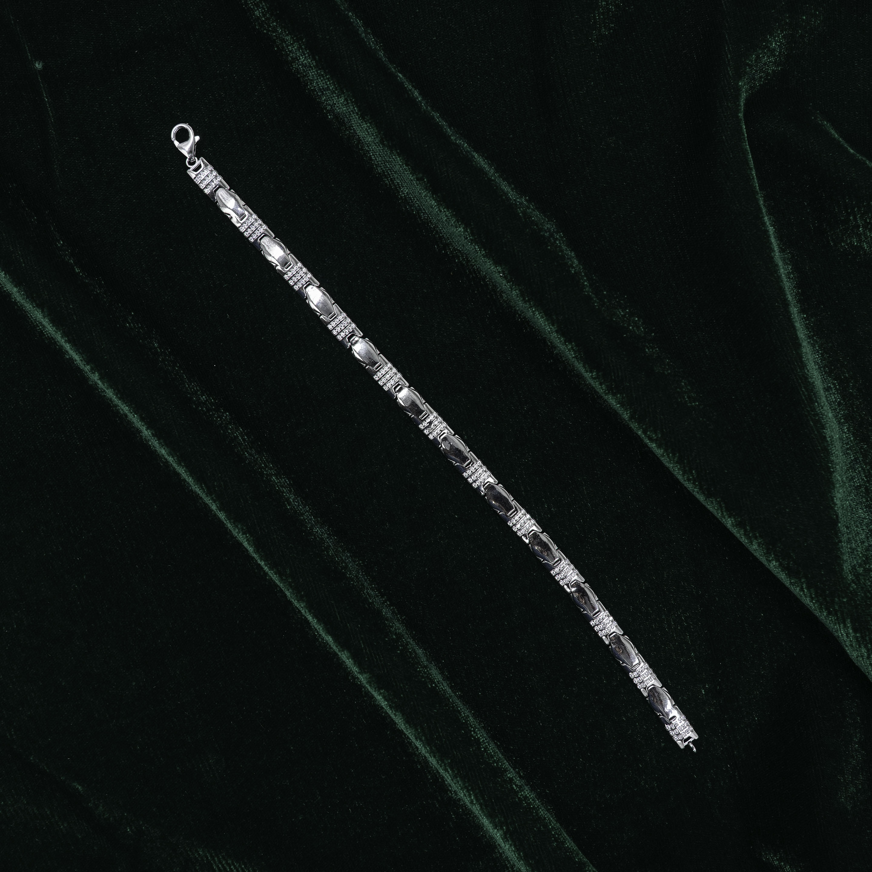 Elegant Silver Bracelet With Diamond Accents