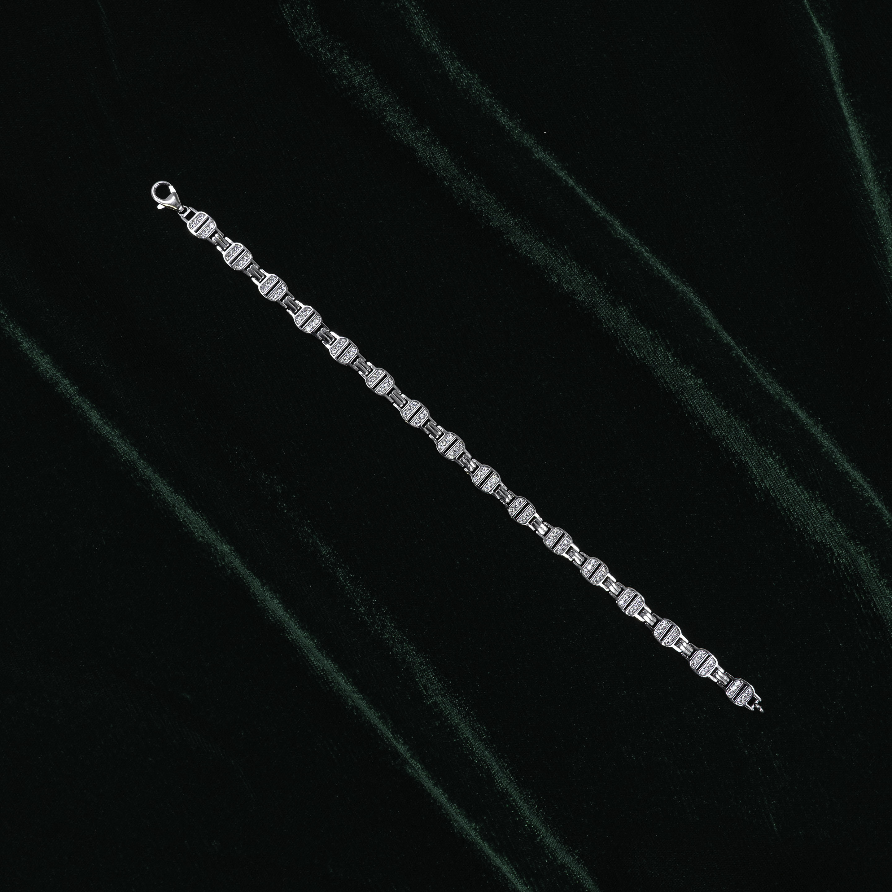 Sparkling Silver Diamond Accented Link Bracelet