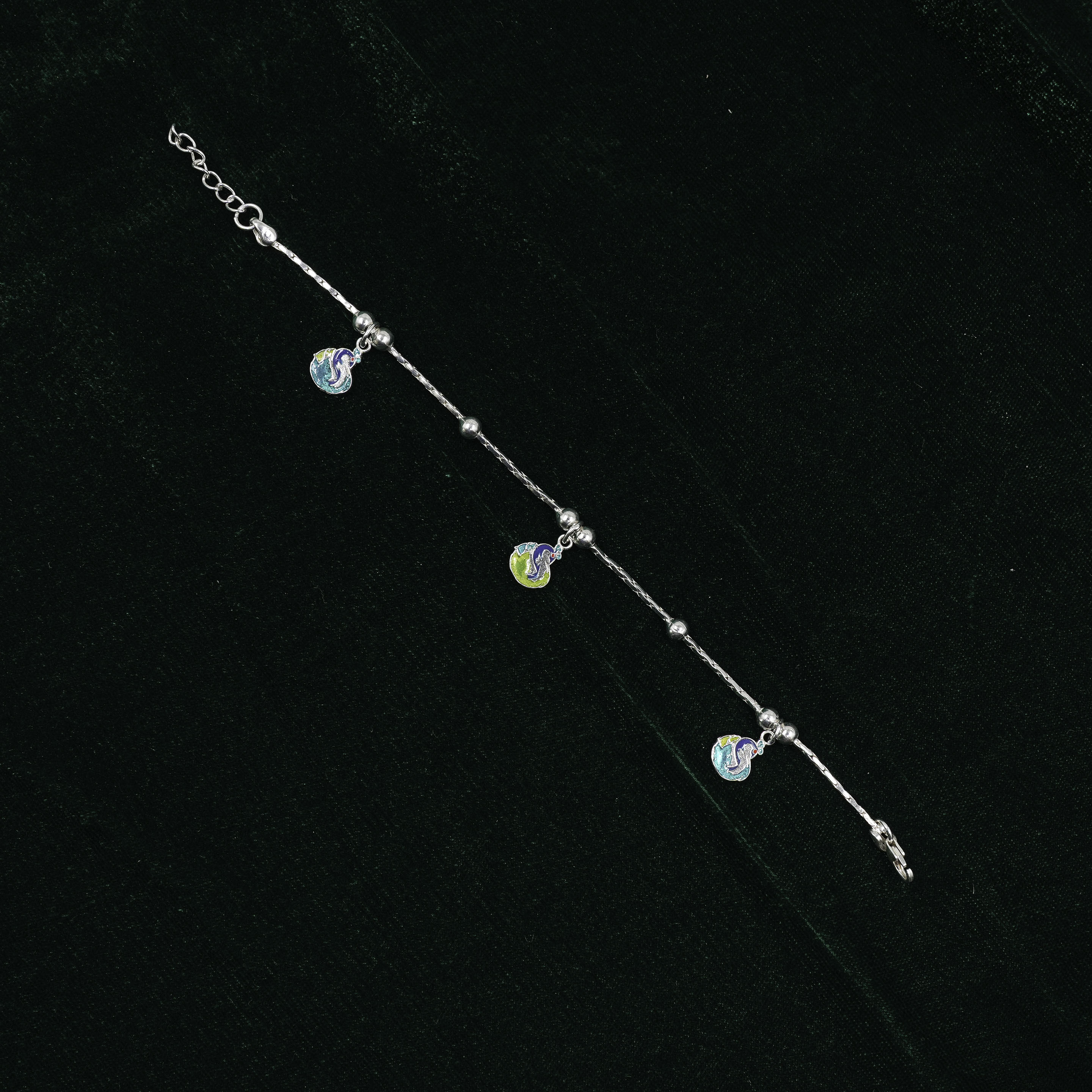 Silver Peacock Anklet