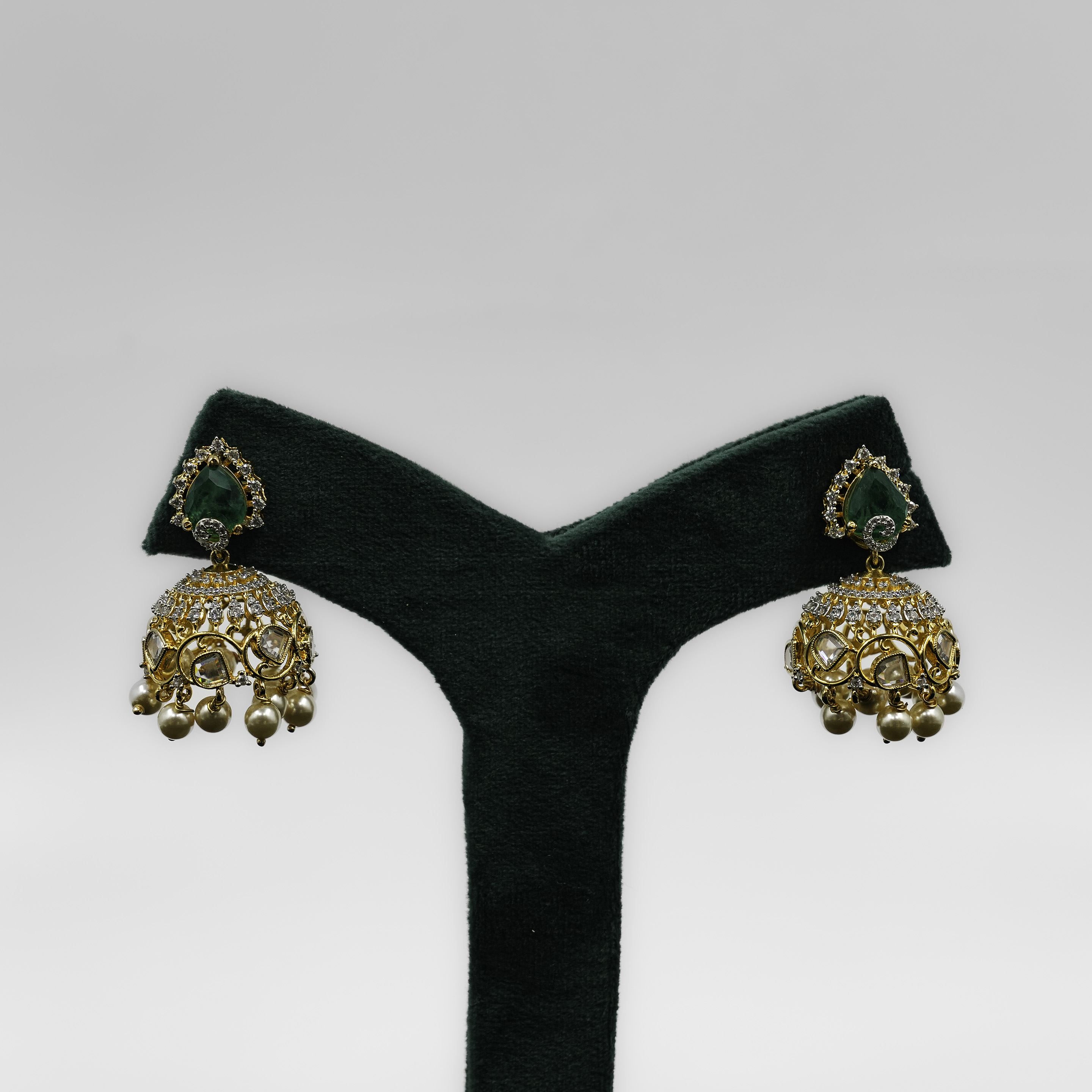 Raag Silver Jewellery - Emerald Gold Polished Silver Pendant