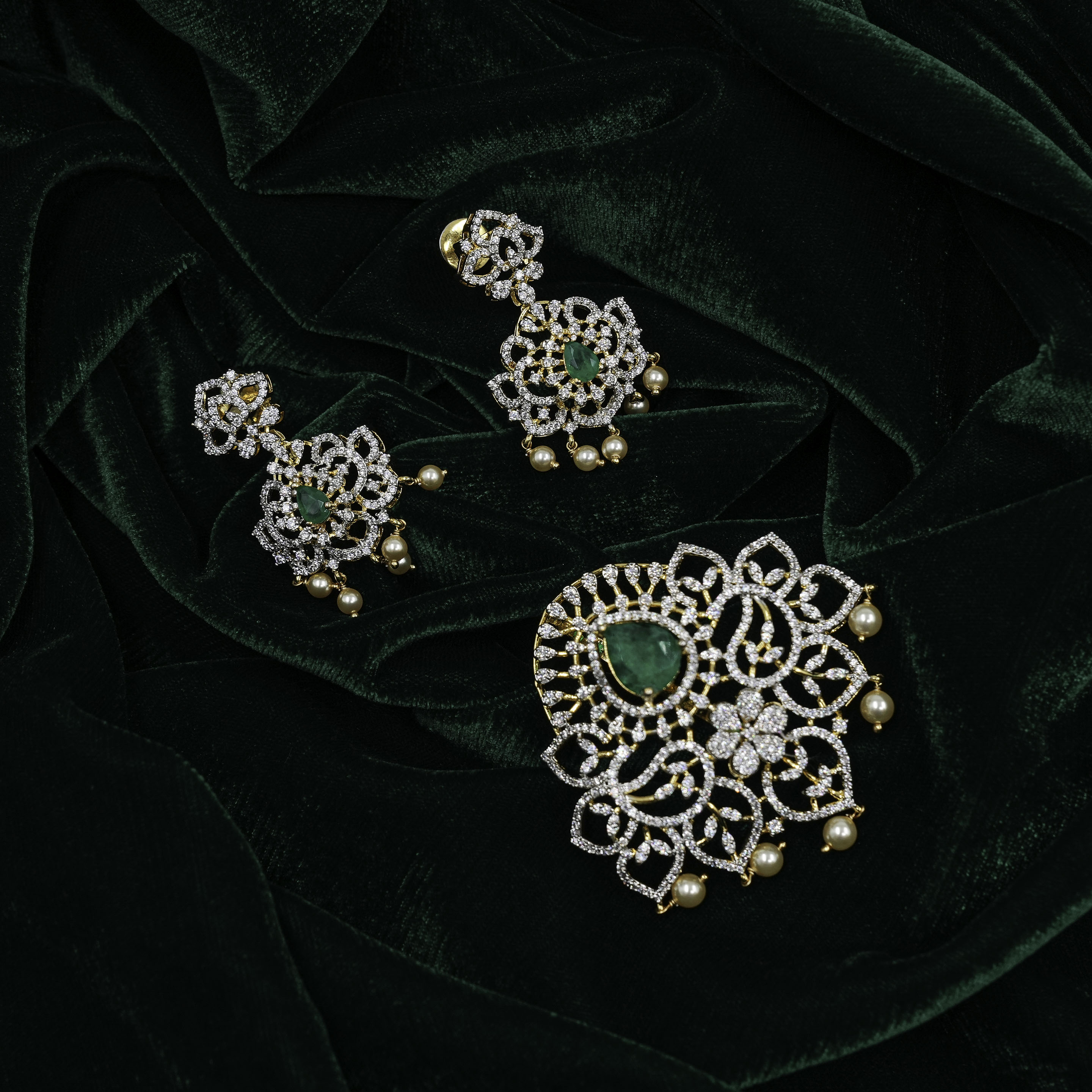 Raag Silver Jewellery - Silver Emerald Pendant