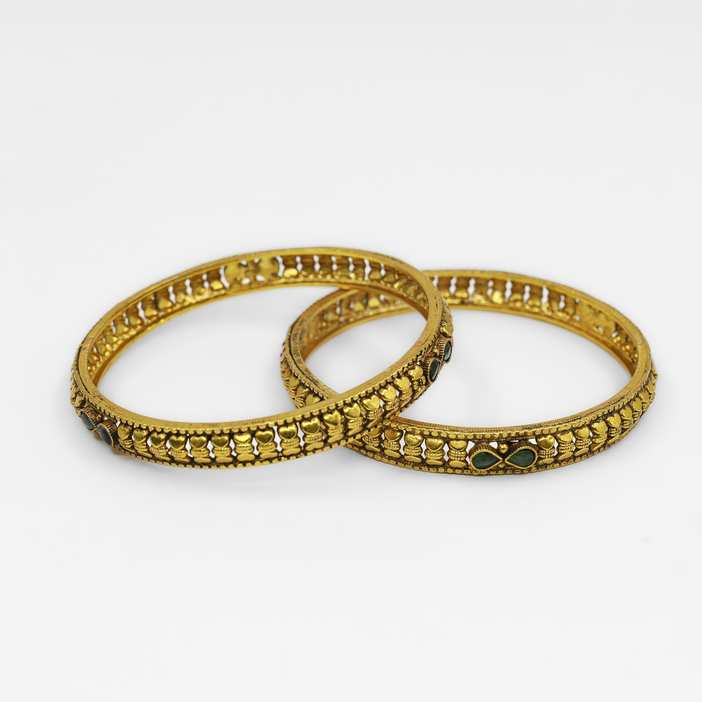 Gold Polished Silver Bangle Set