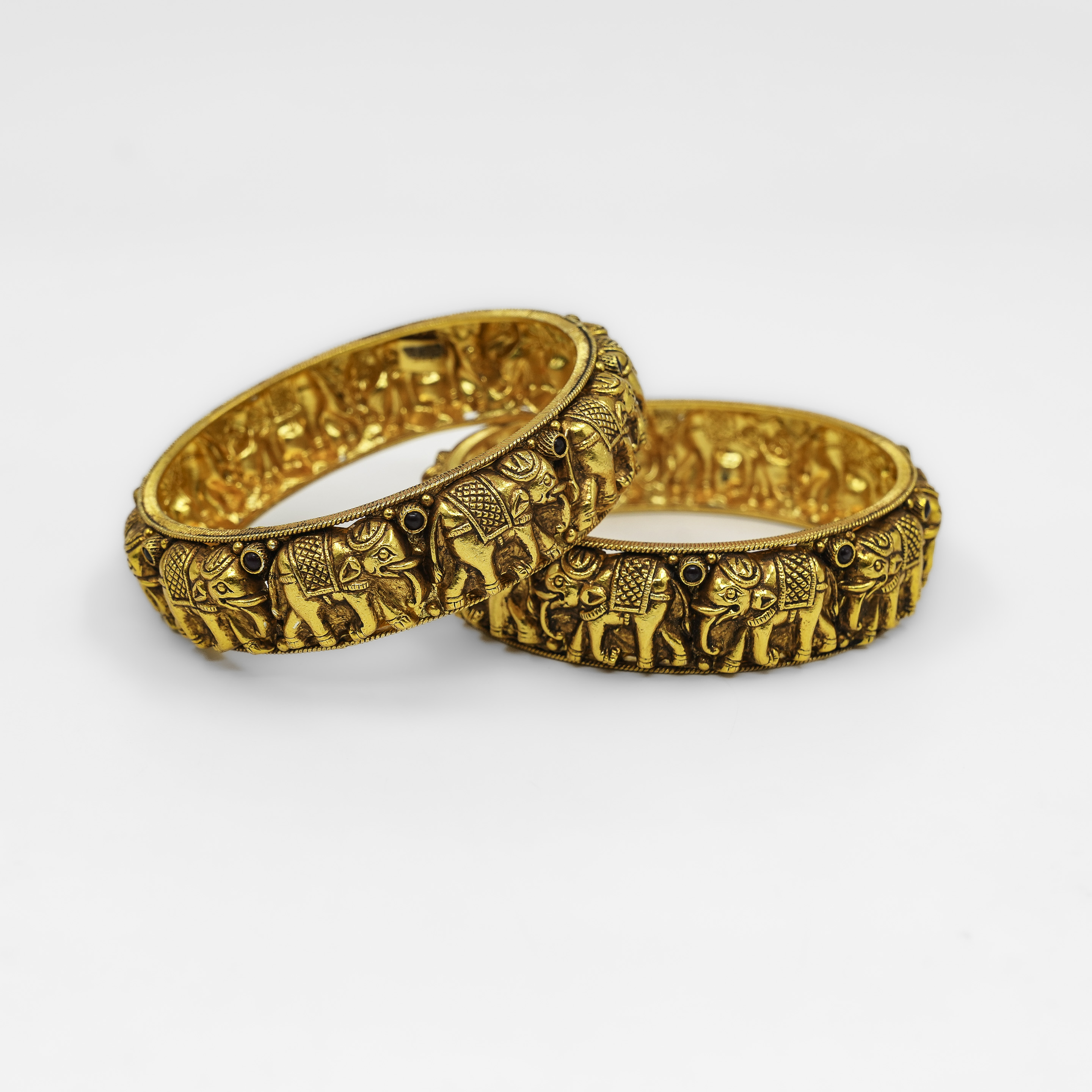 Gold Polished Silver Elephant Bracelet