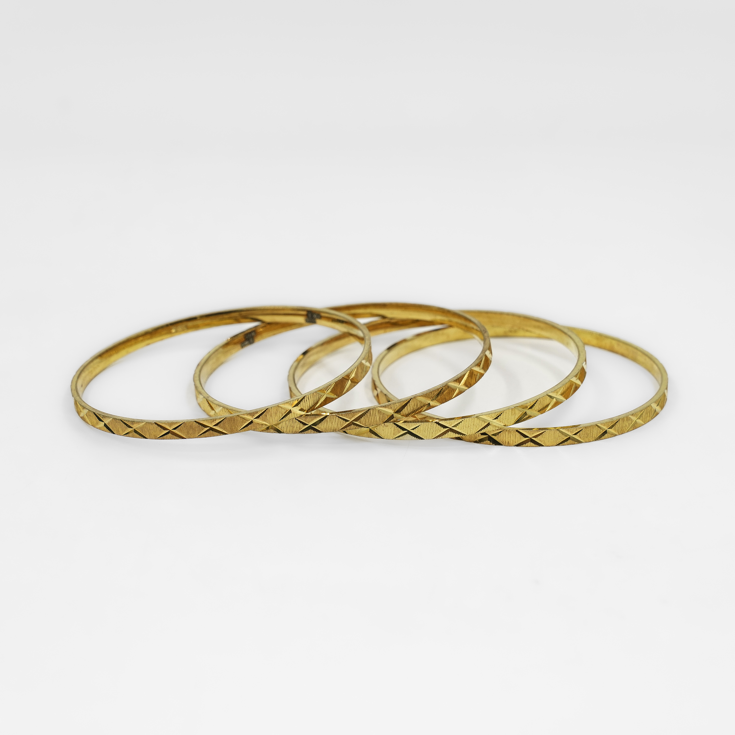 Gold Polished Silver Bangle Set