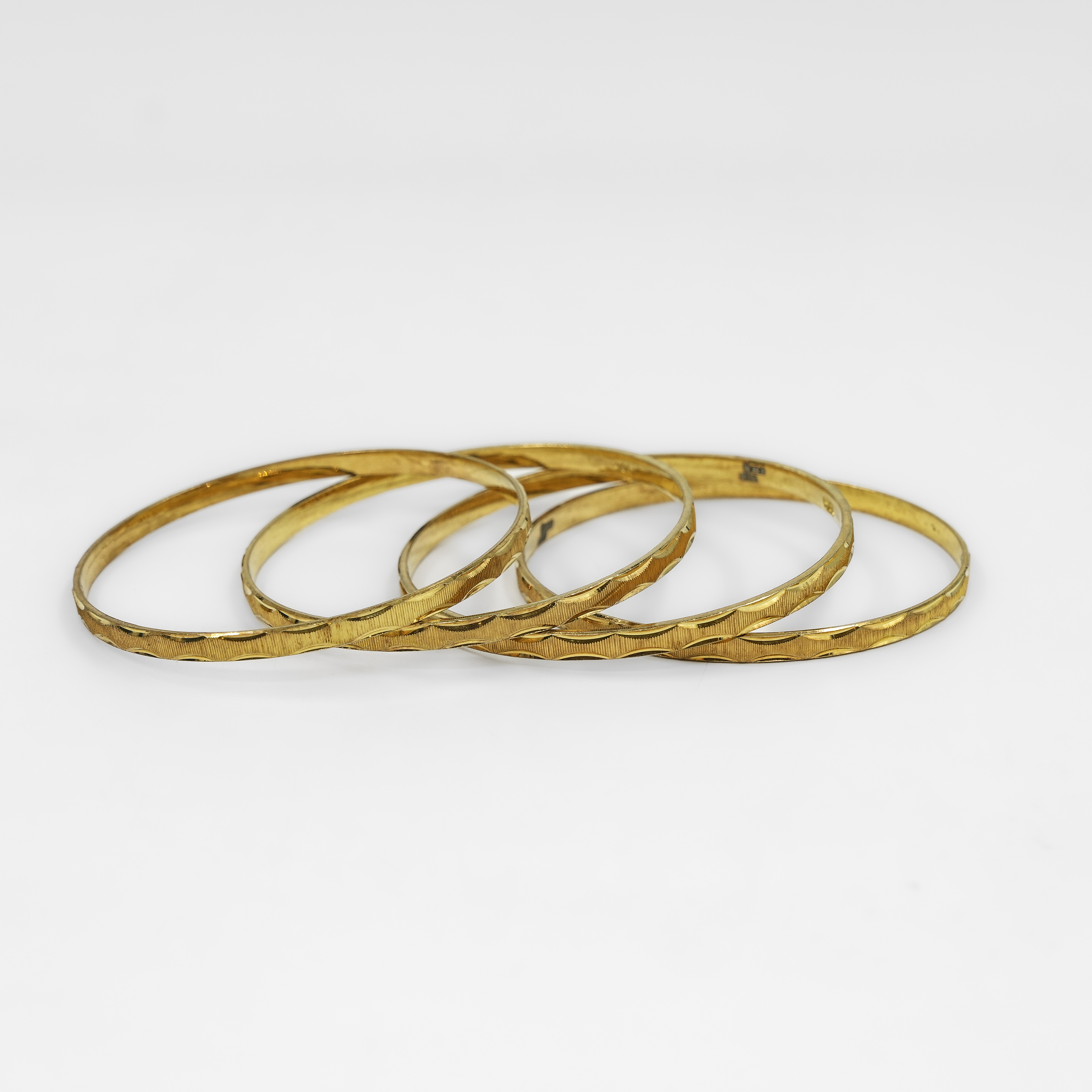 Gold Polished Silver Bangle Set