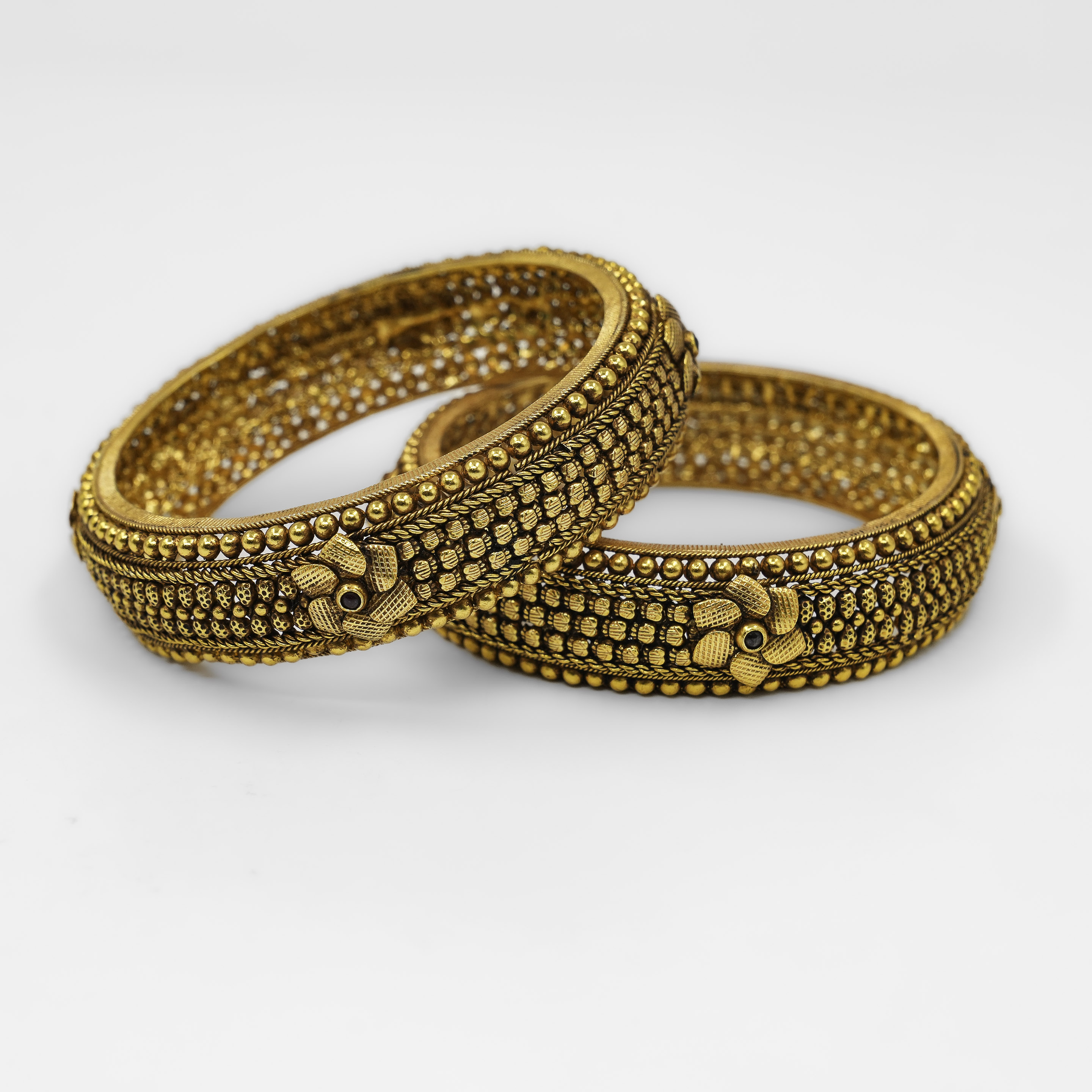 Raag Silver Jewellery - Gold Polished Silver Floral Bangle