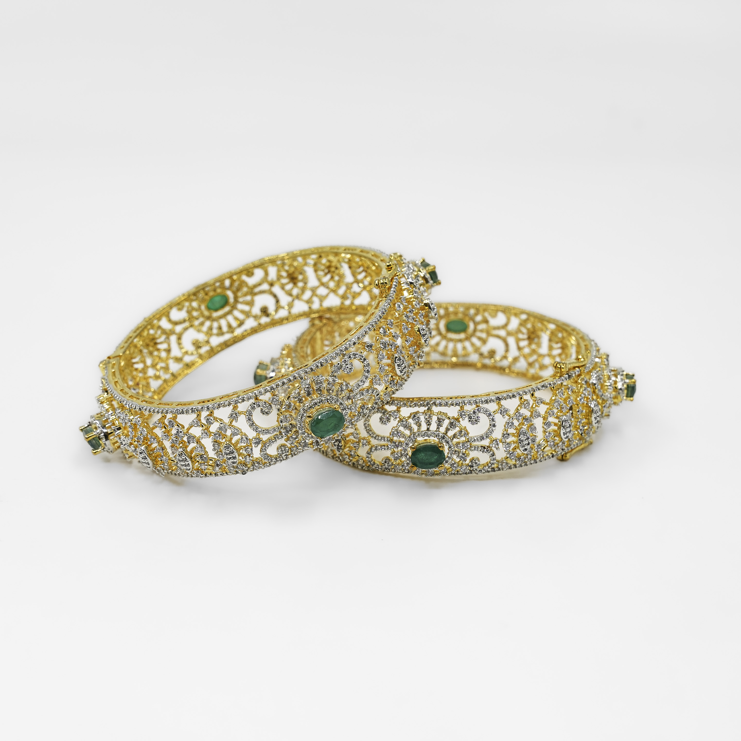 Raag Silver Jewellery - Emerald Silver Bangles