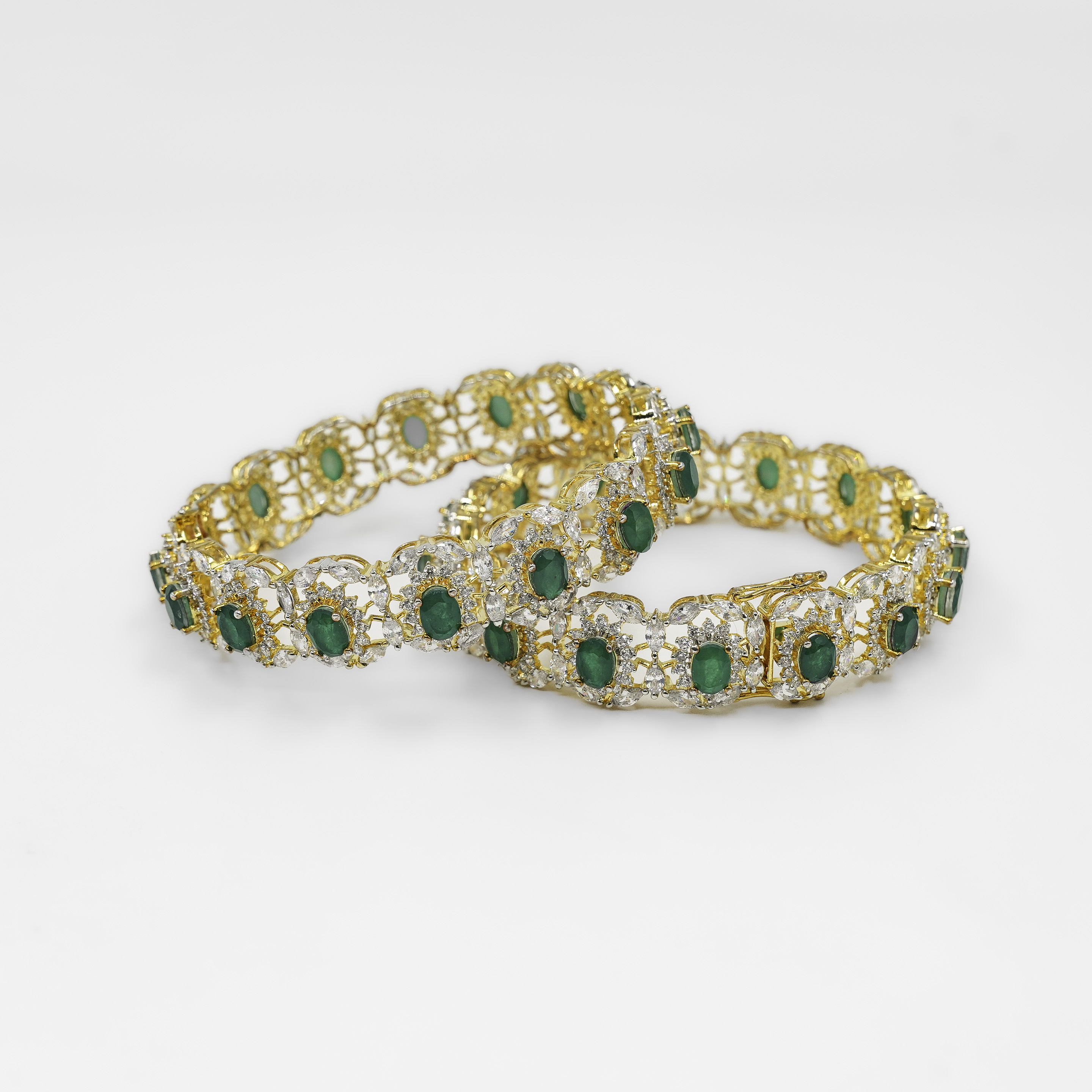 Emerald Silver Bangle