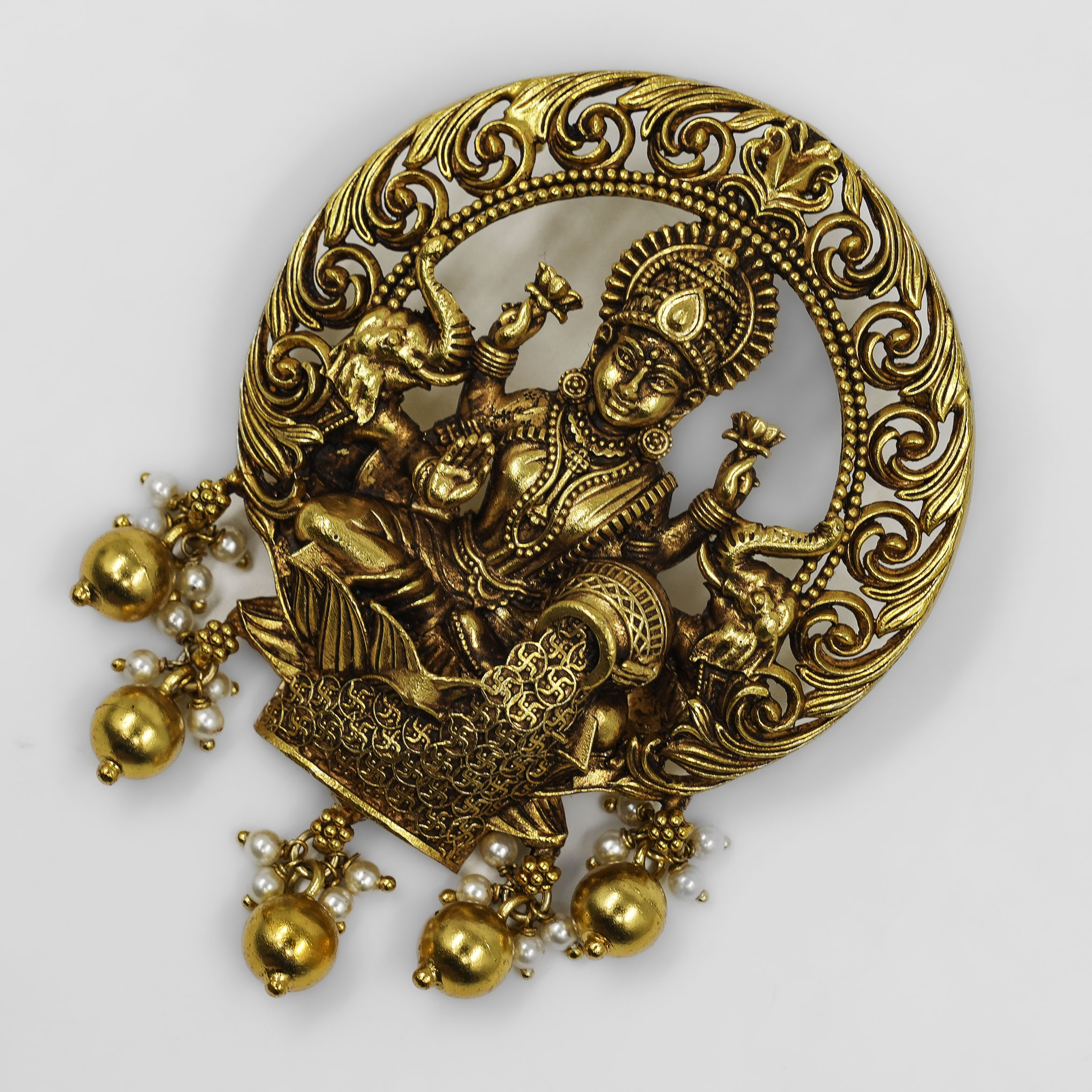 Gold Polished Silver Lakshmi Pendant