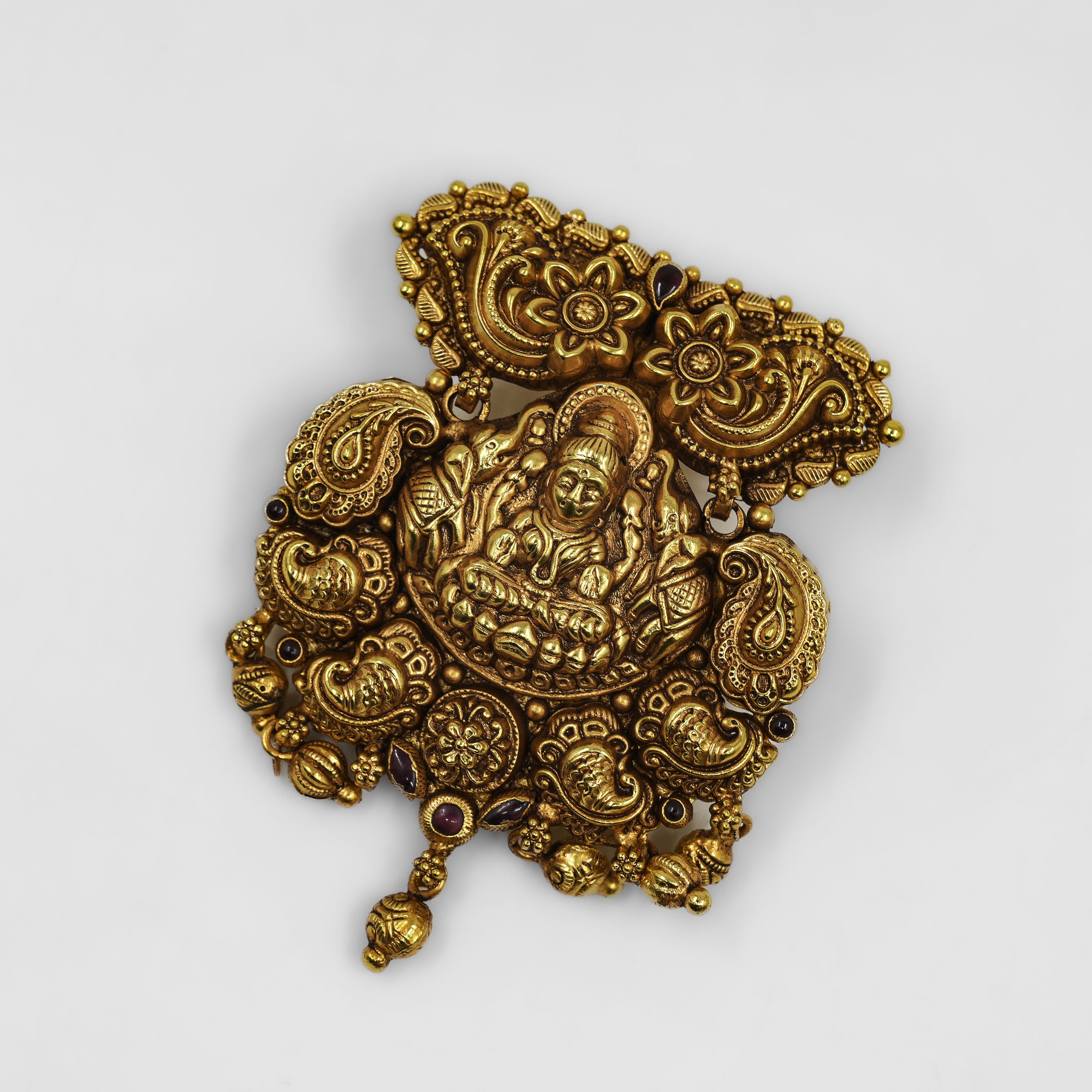 Gold Polished Silver Temple Pendant