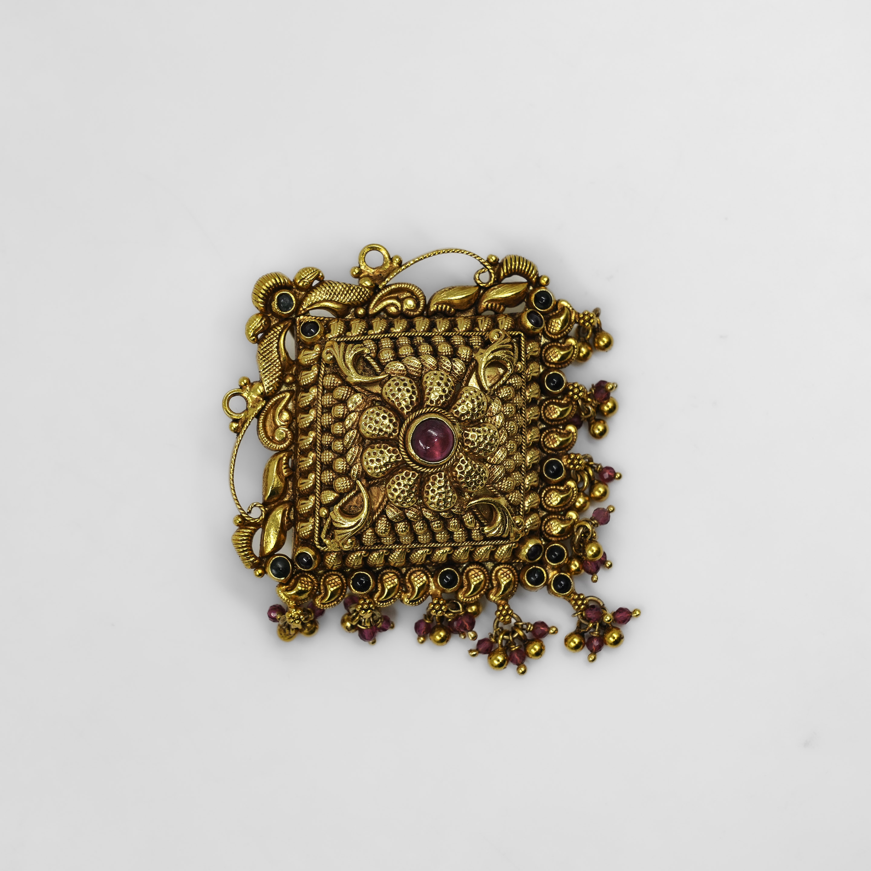 Gold Polished Silver Temple Pendant