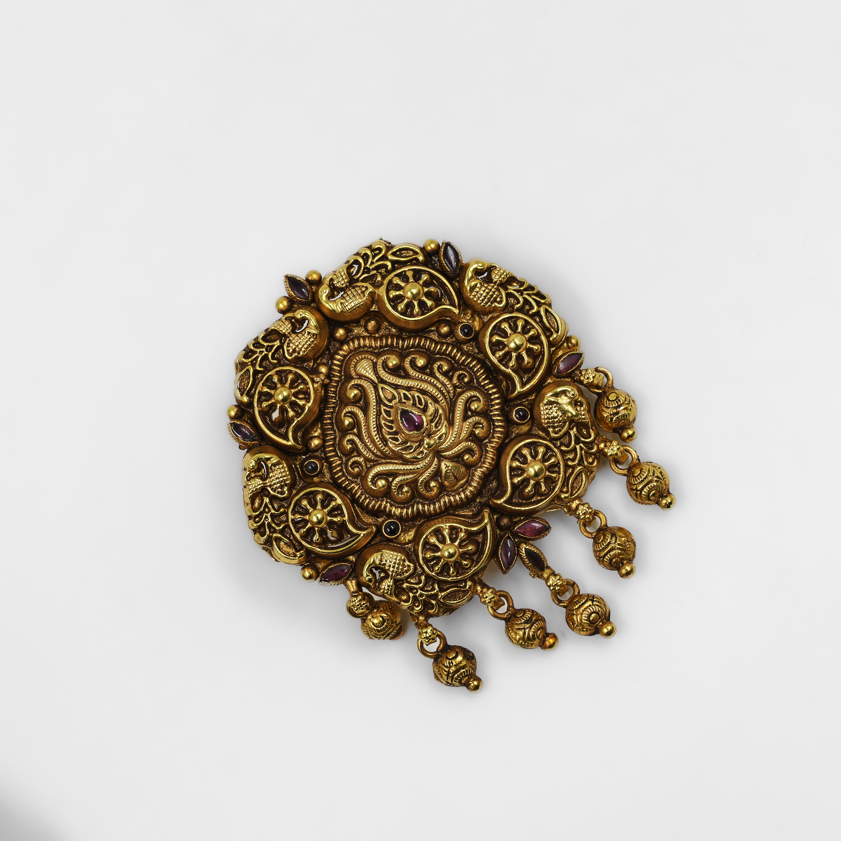 Gold Polished Silver Peacock Pendant