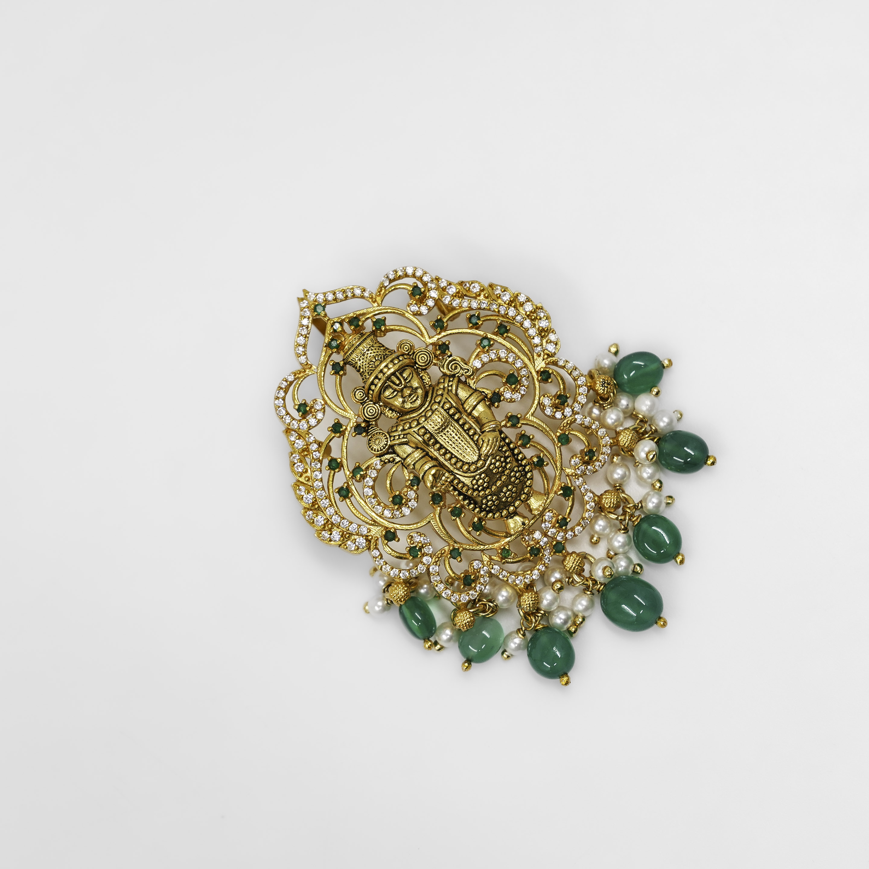 Gold Polished Silver Gemstone Pendant