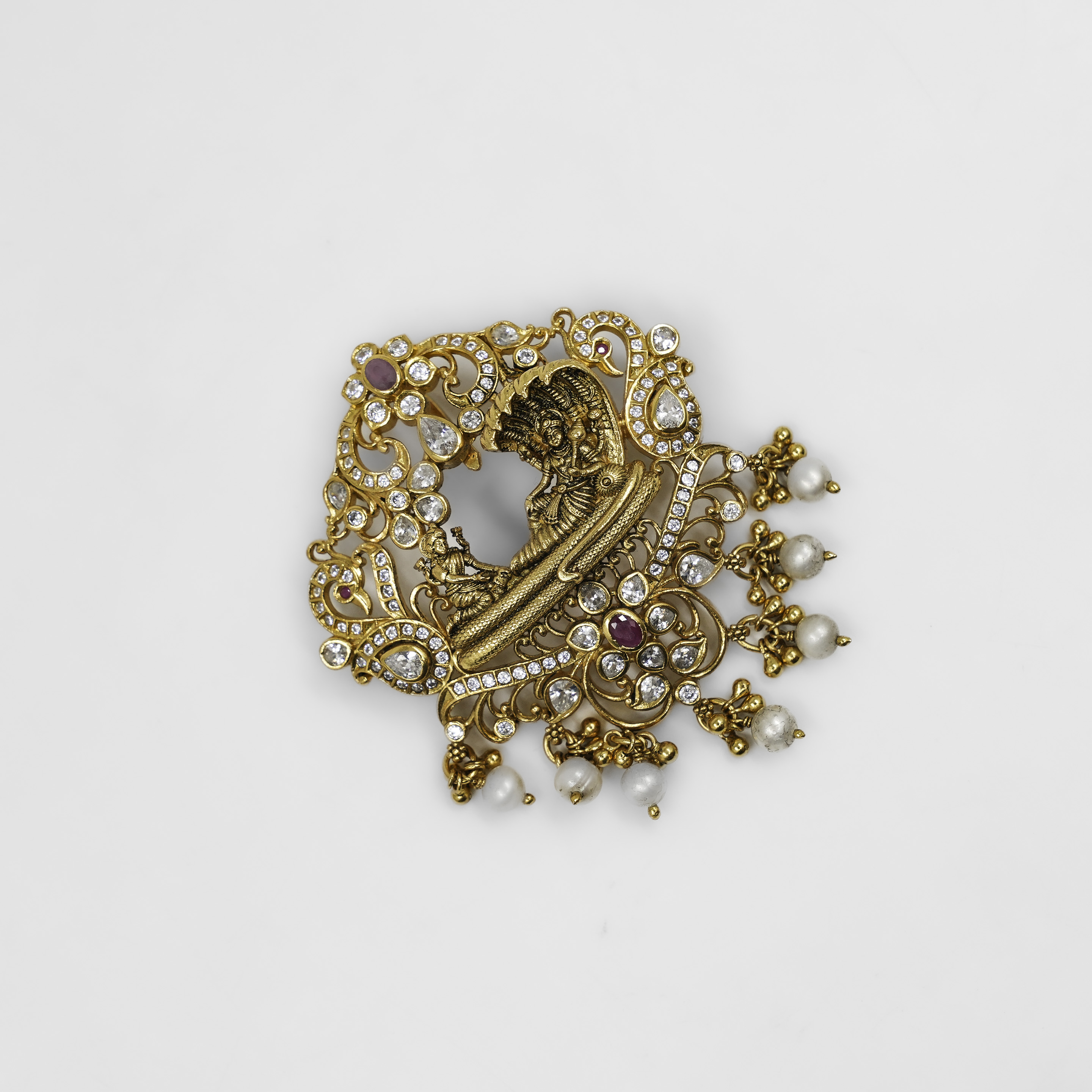 Gold Polished Silver Stone Pendant