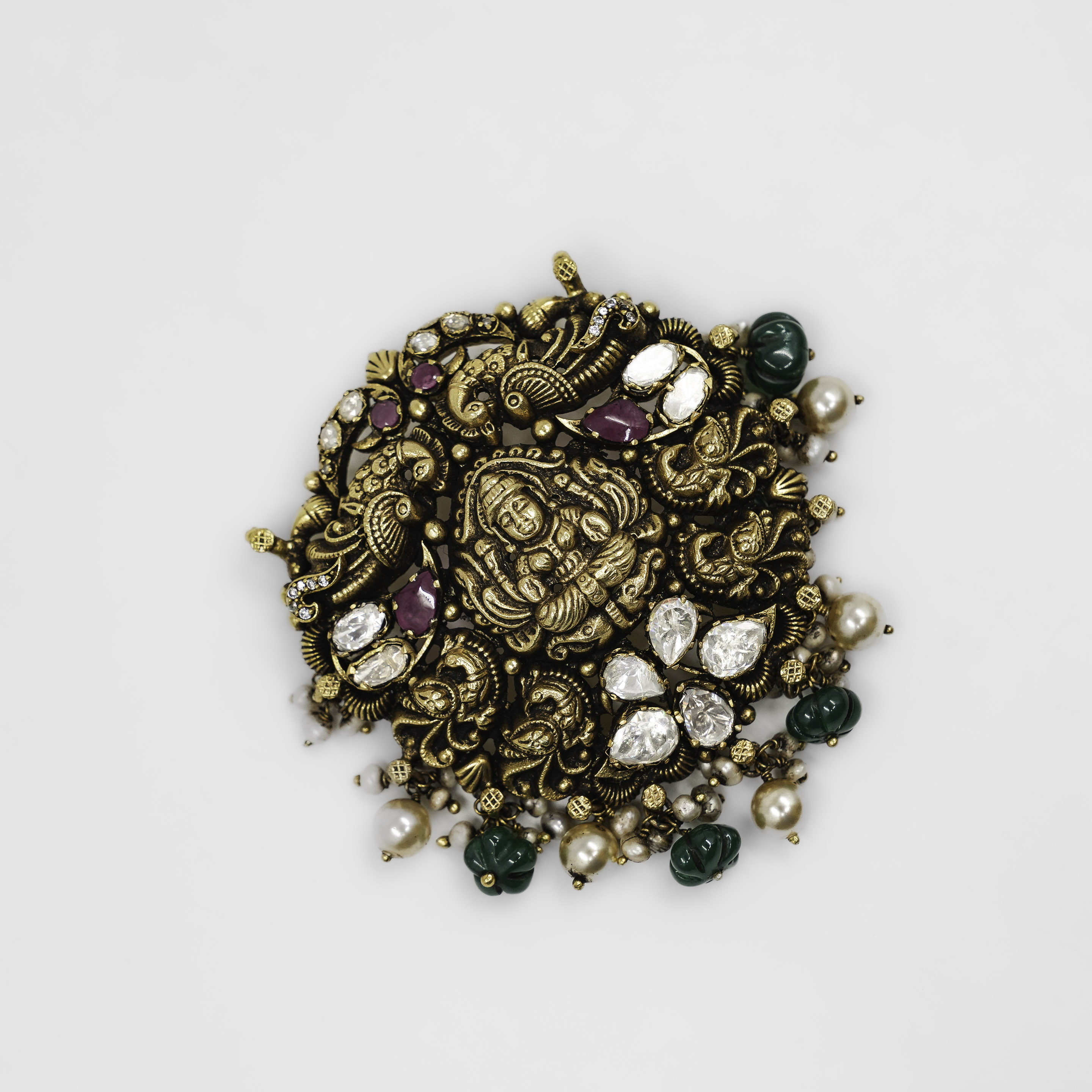 Gold Polished Silver Lakshmi Pendant