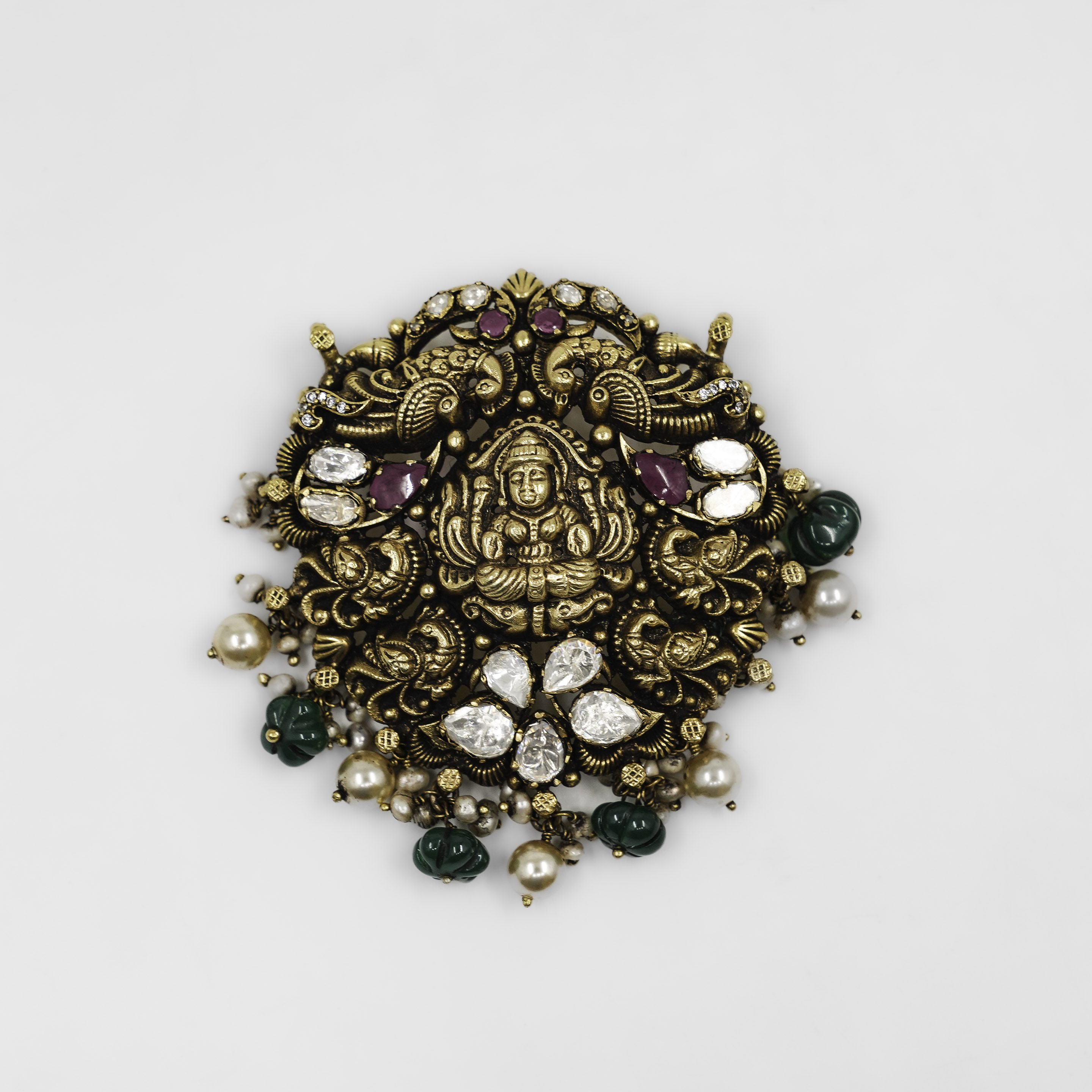 Raag Silver Jewellery - Gold Polished Silver Lakshmi Pendant