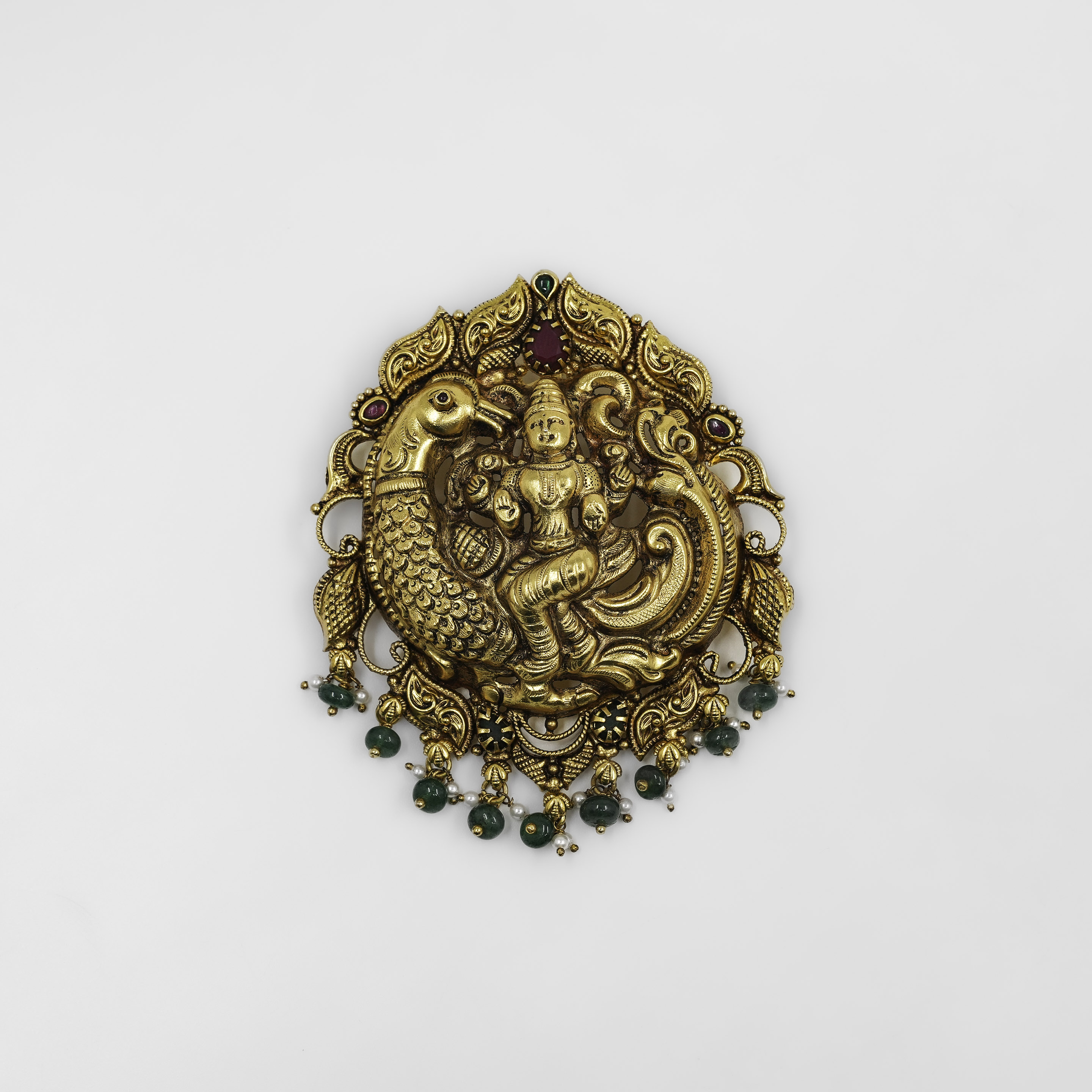 Raag Silver Jewellery - Gold Polished Silver Lakshmi Pendant