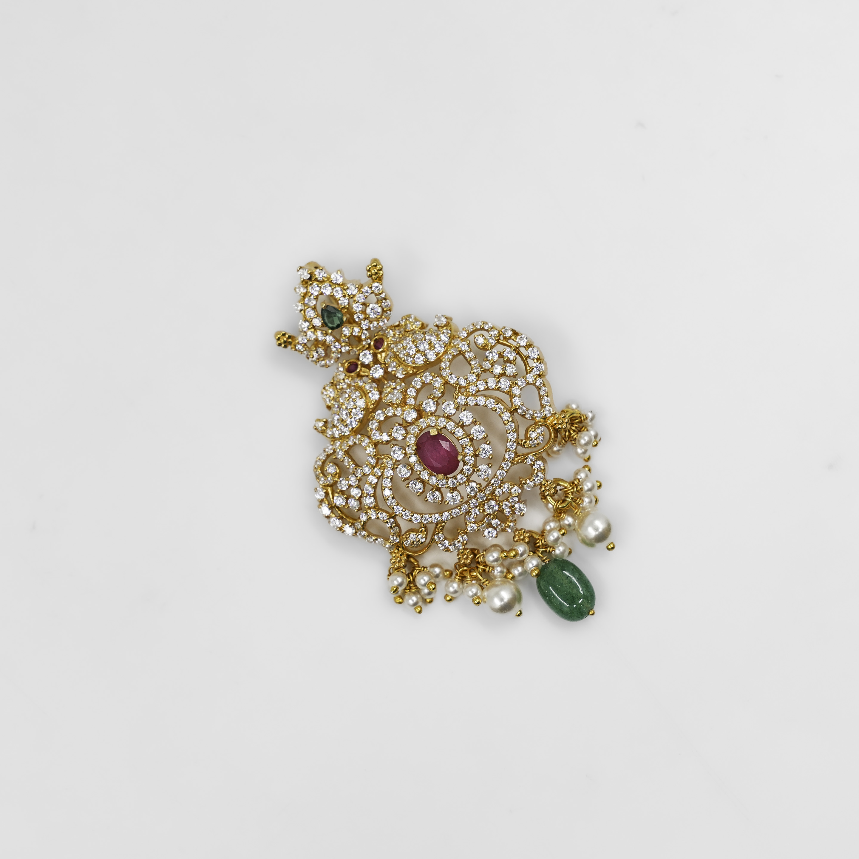 Gold Polished Silver Stone Pendant