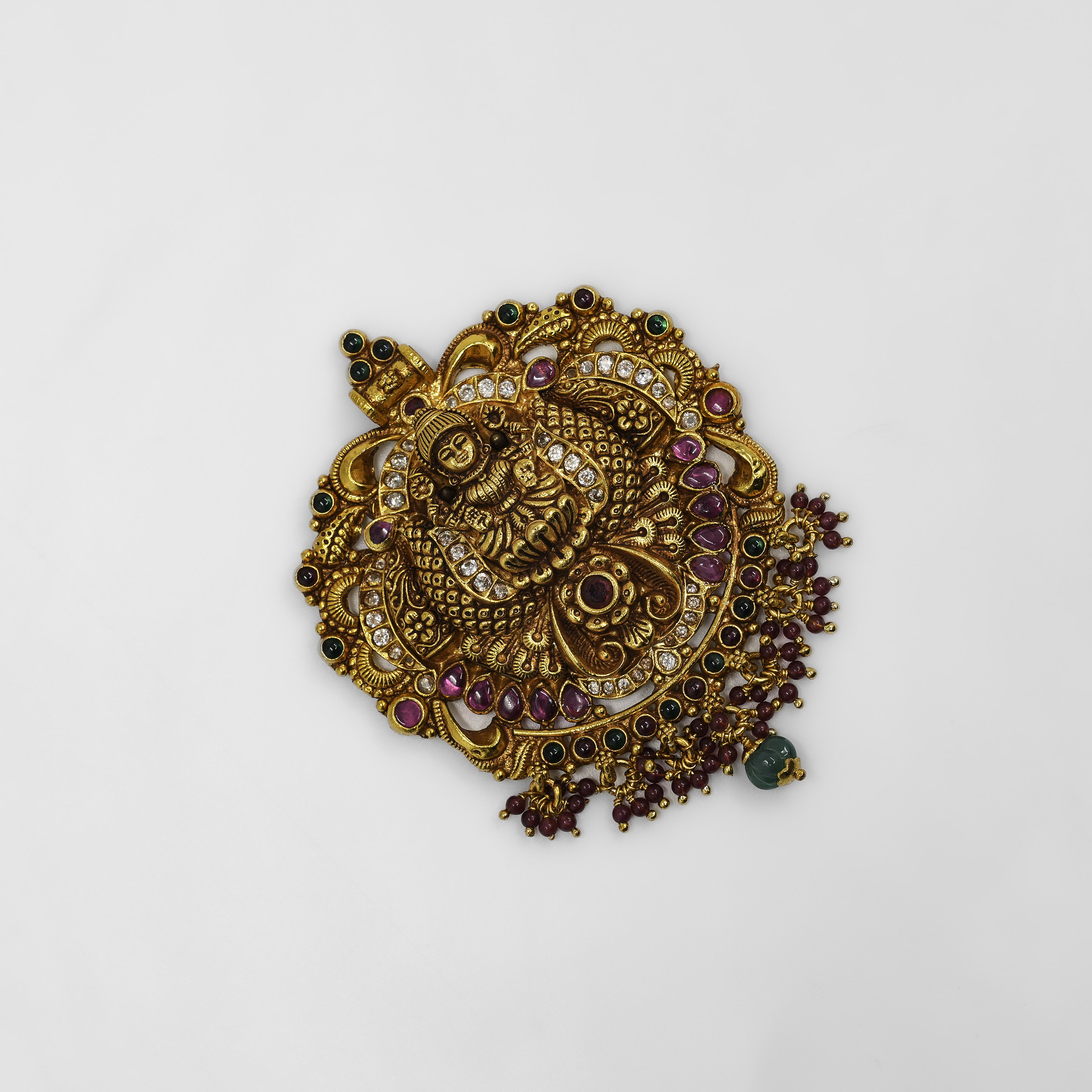 Gold Polished Silver Lakshmi Pendant