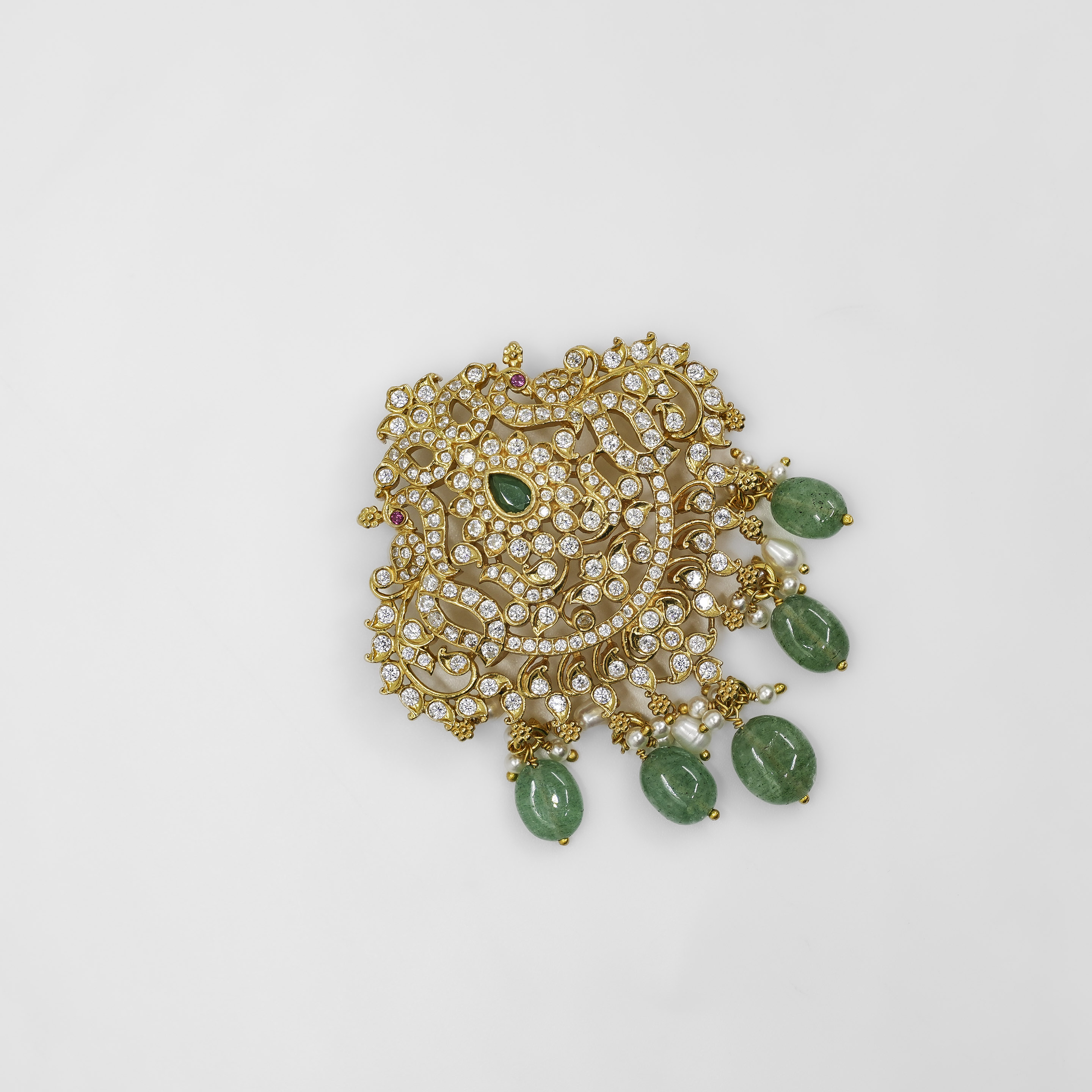 Gold Polished Silver Emerald Pendant