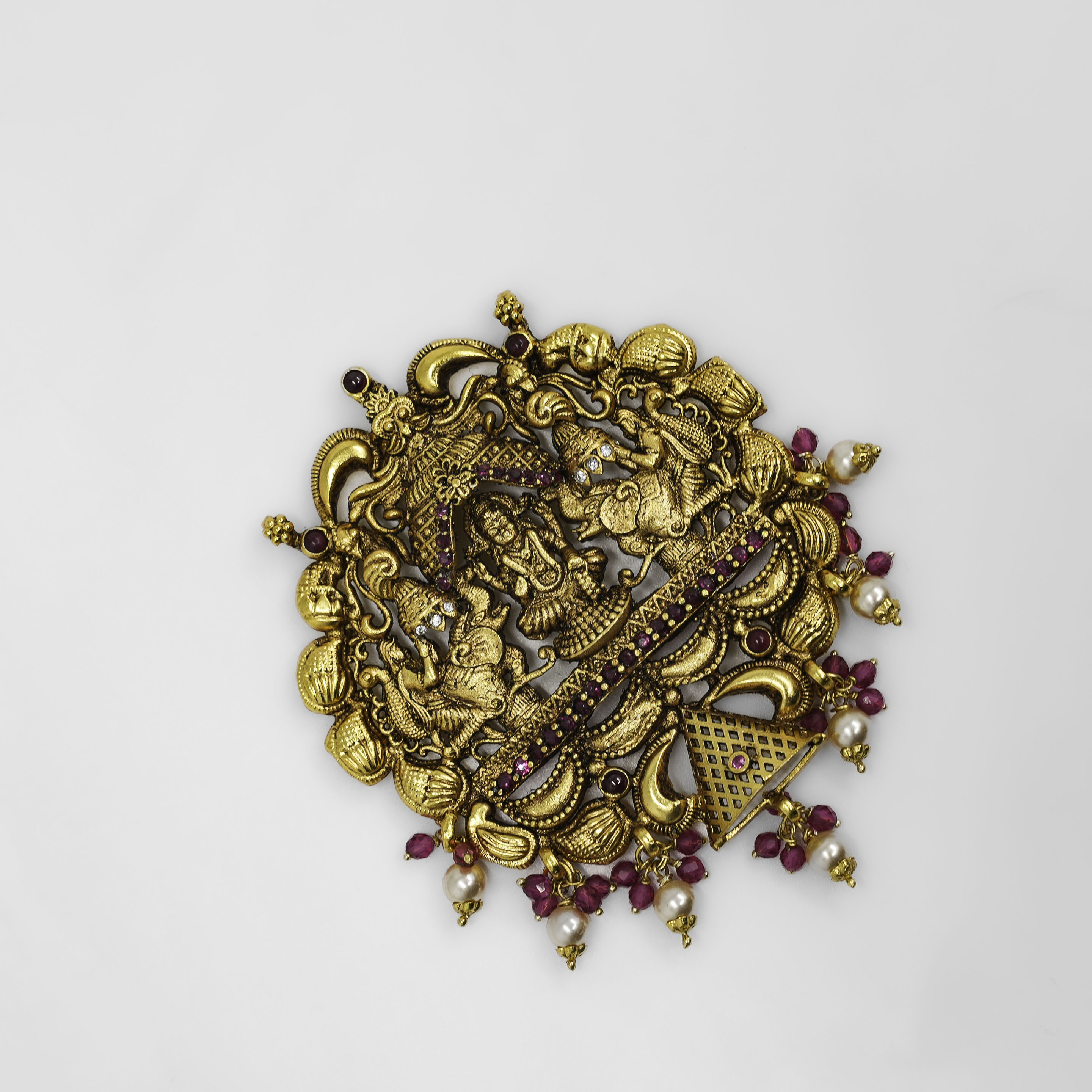 Gold Polished Silver Lakshmi Pendant