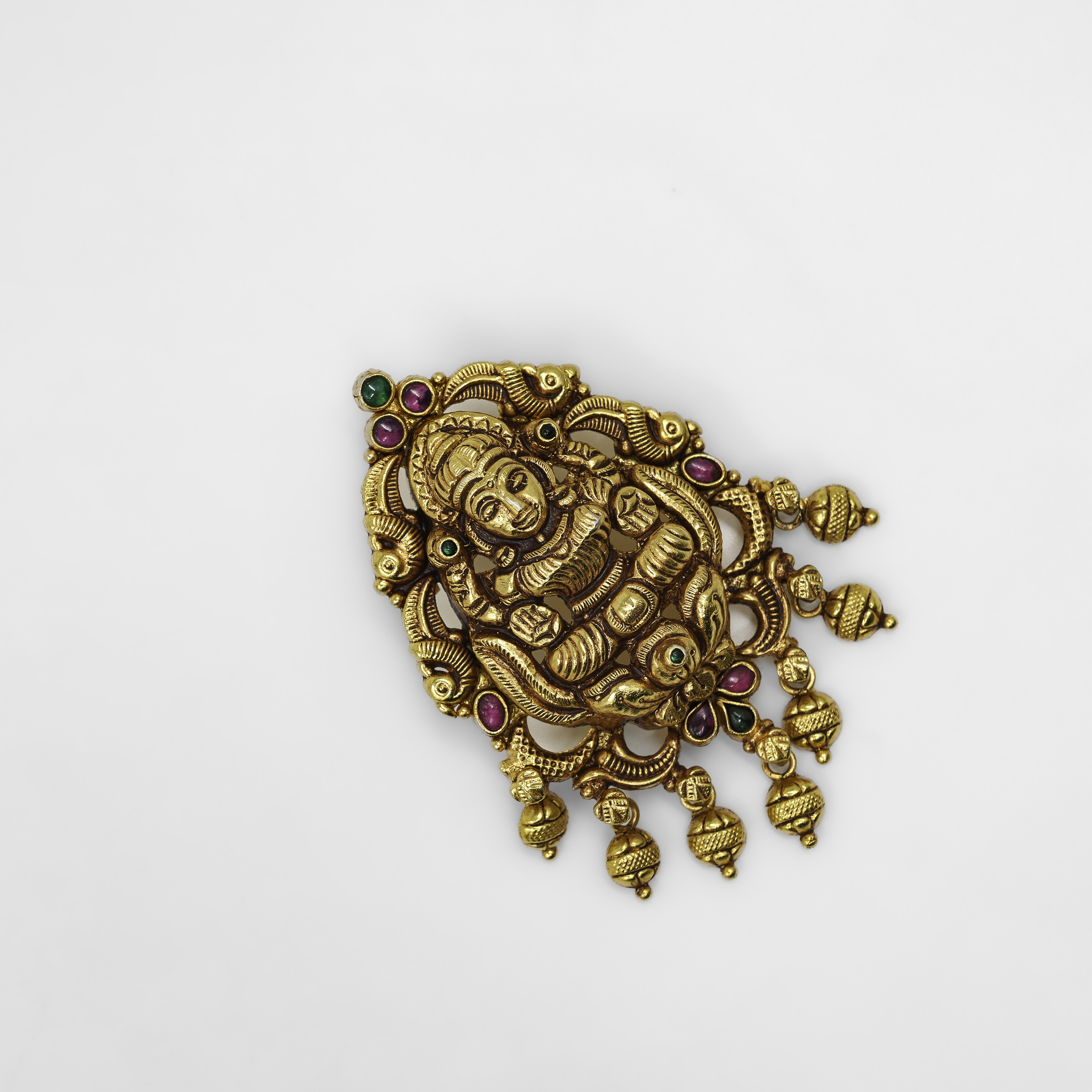 Lakshmi Gold Polished Silver Pendant