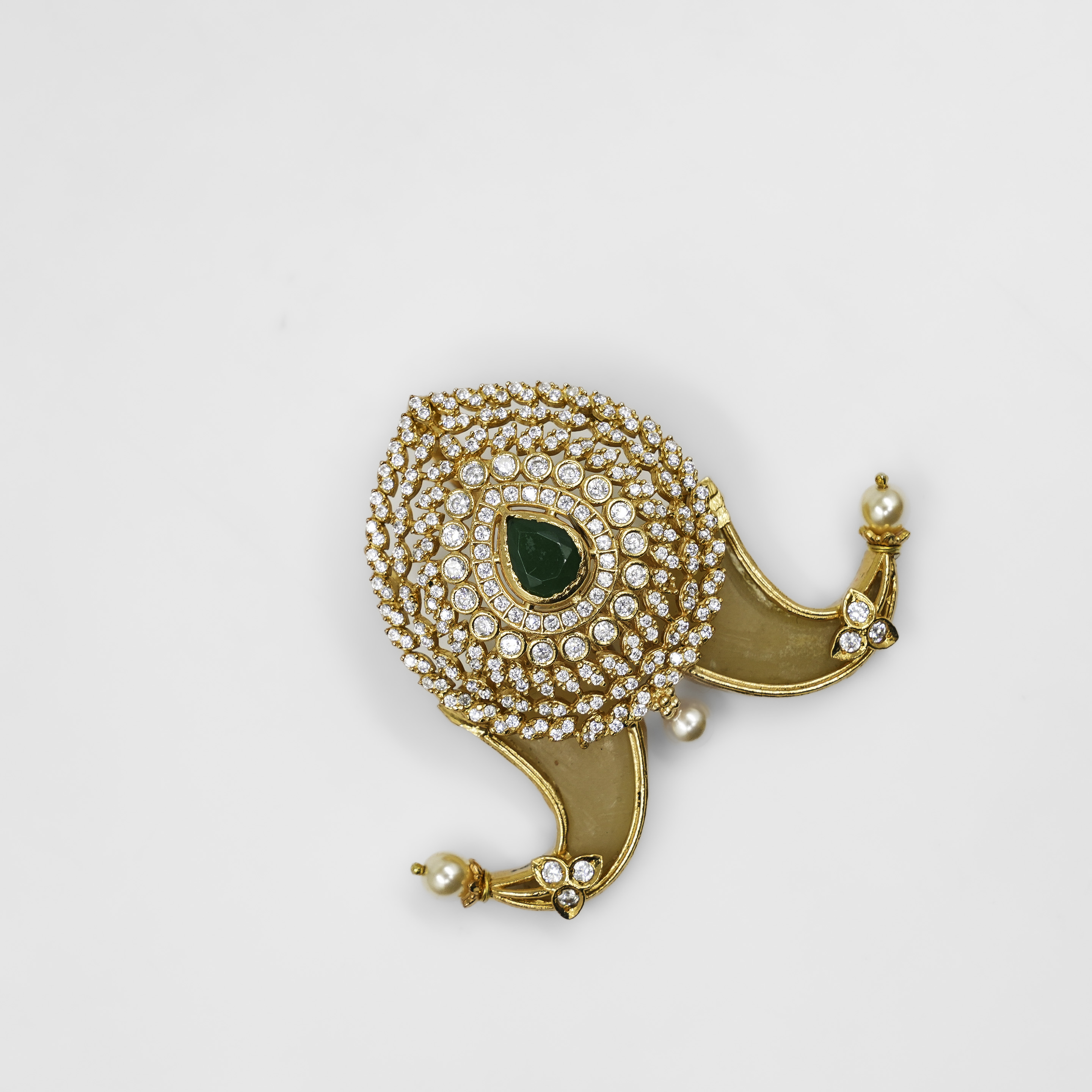 Gold Polished Silver Emerald Pendant