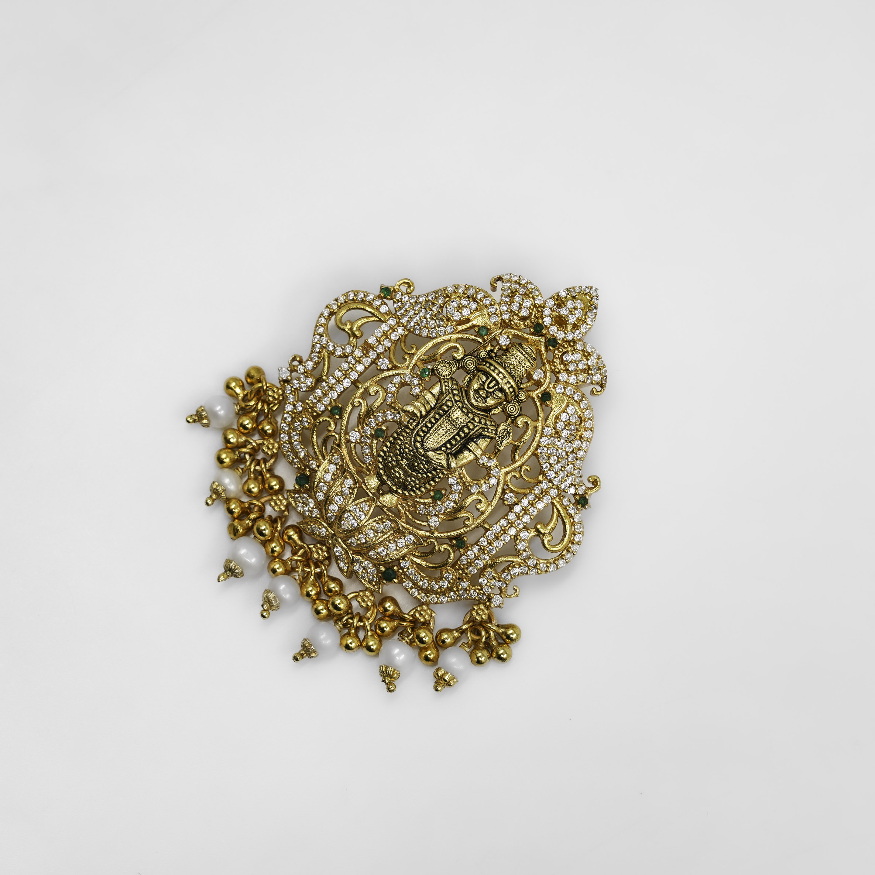 Gold Polished Silver Laxmi Pendant