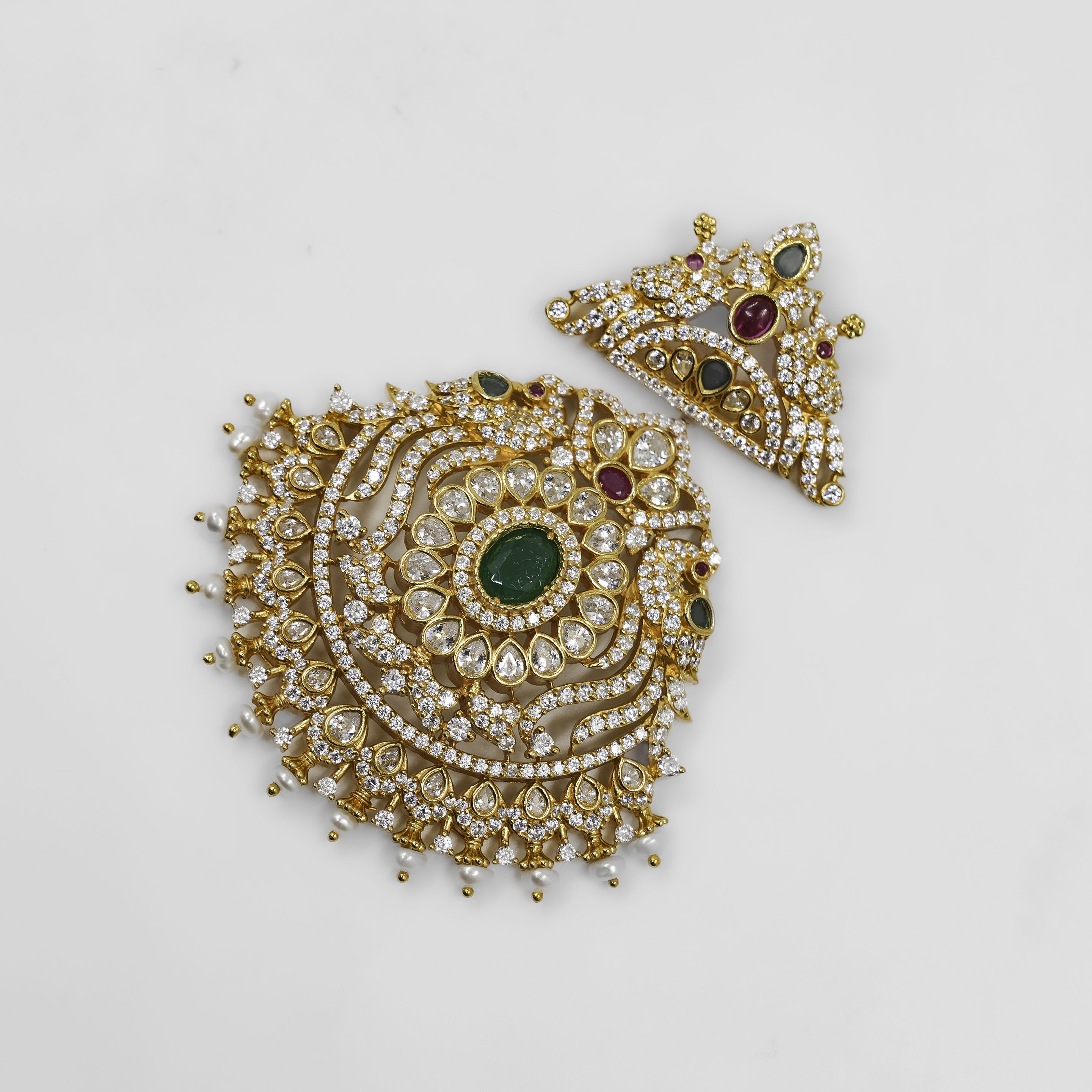 Gold Polished Silver Pendant Set