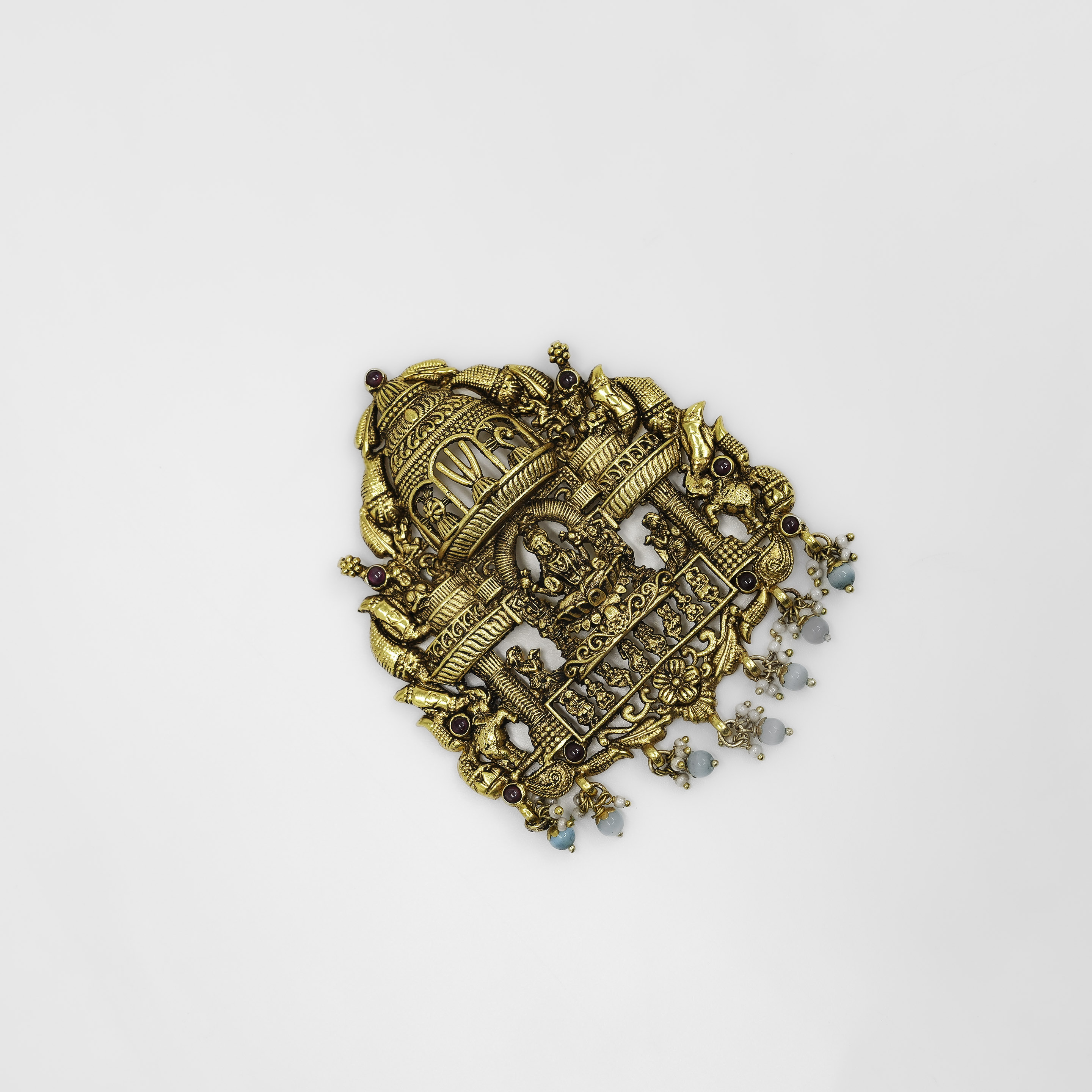 Gold Polished Silver Temple Pendant