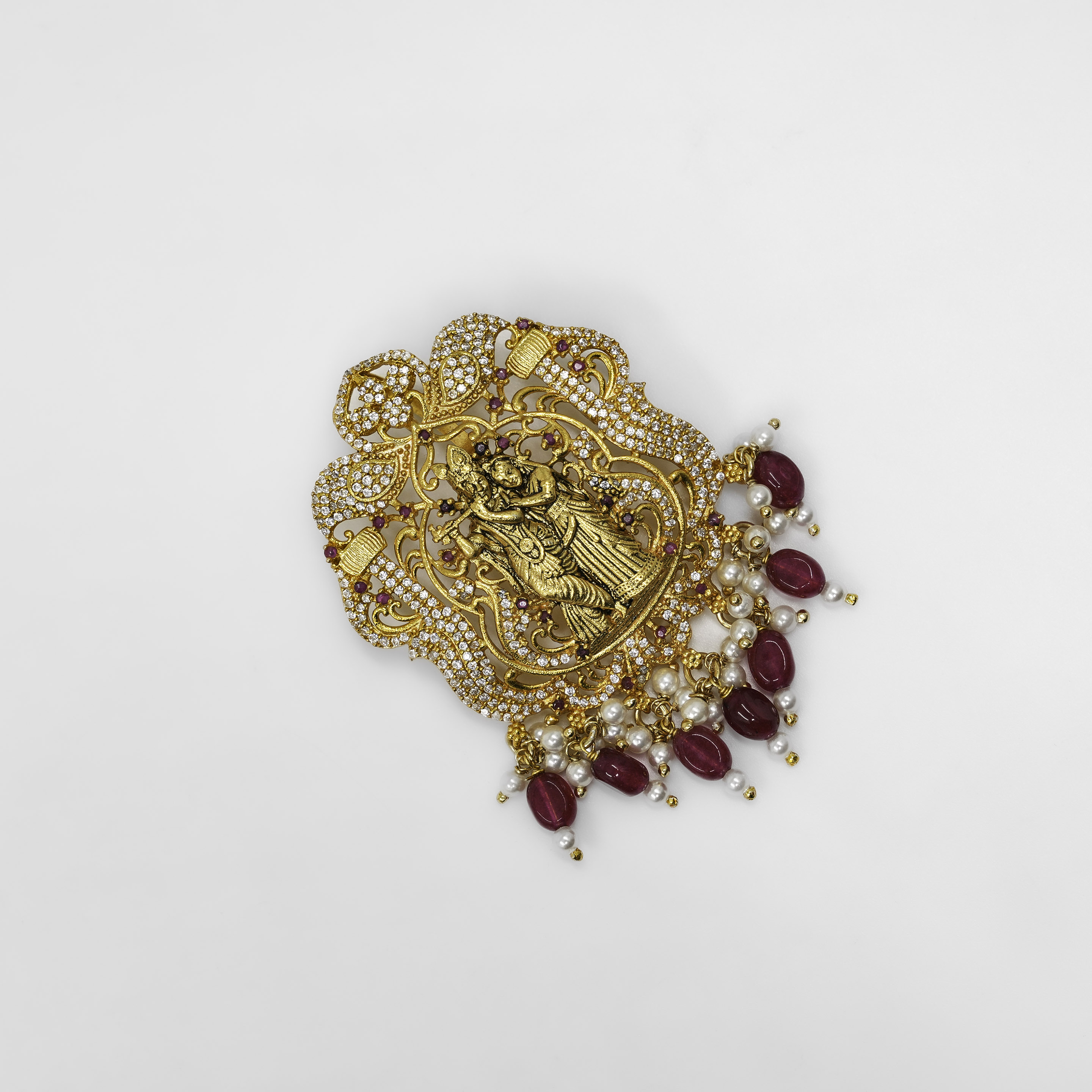 Gold Polished Silver Krishna Pendant