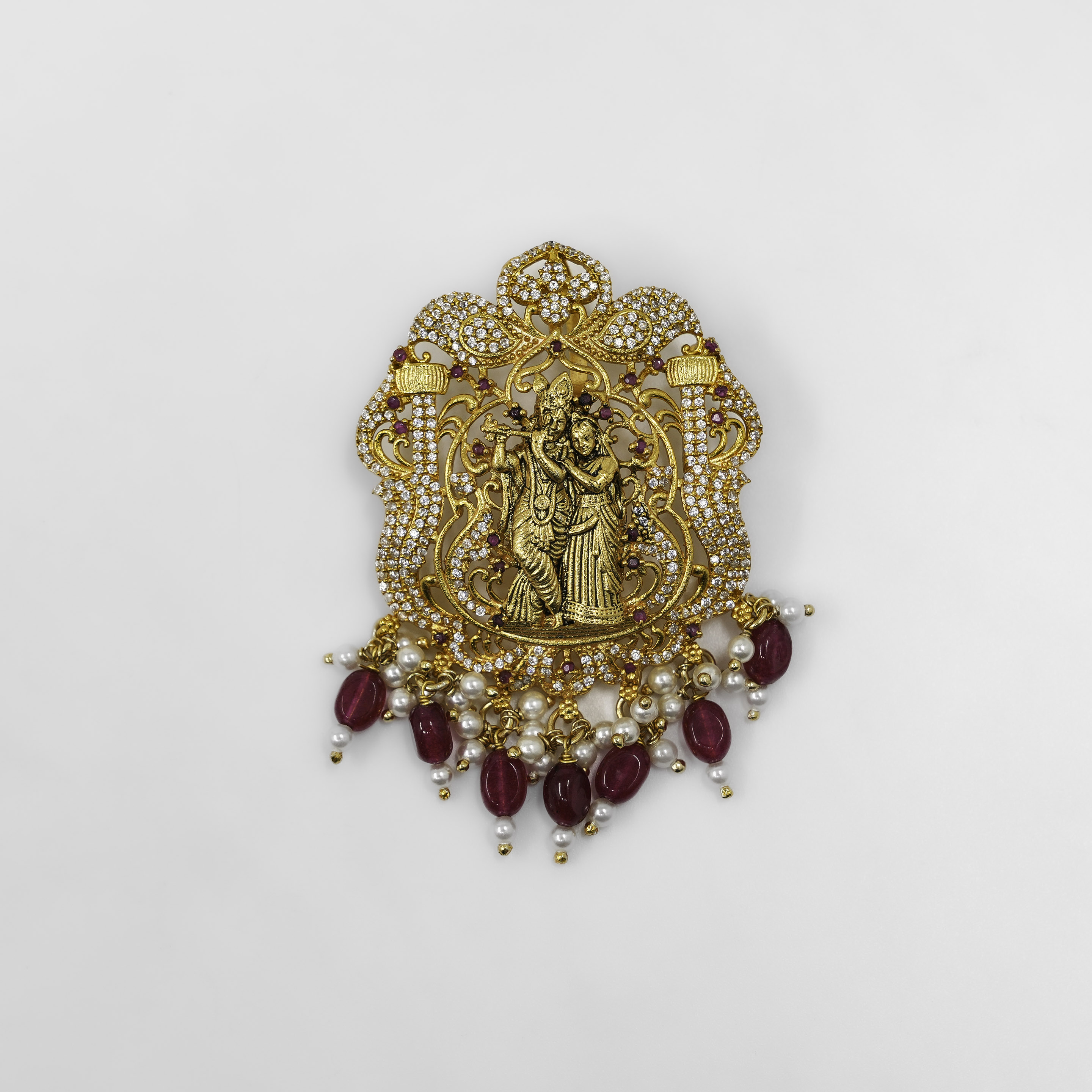 Raag Silver Jewellery - Gold Polished Silver Krishna Pendant