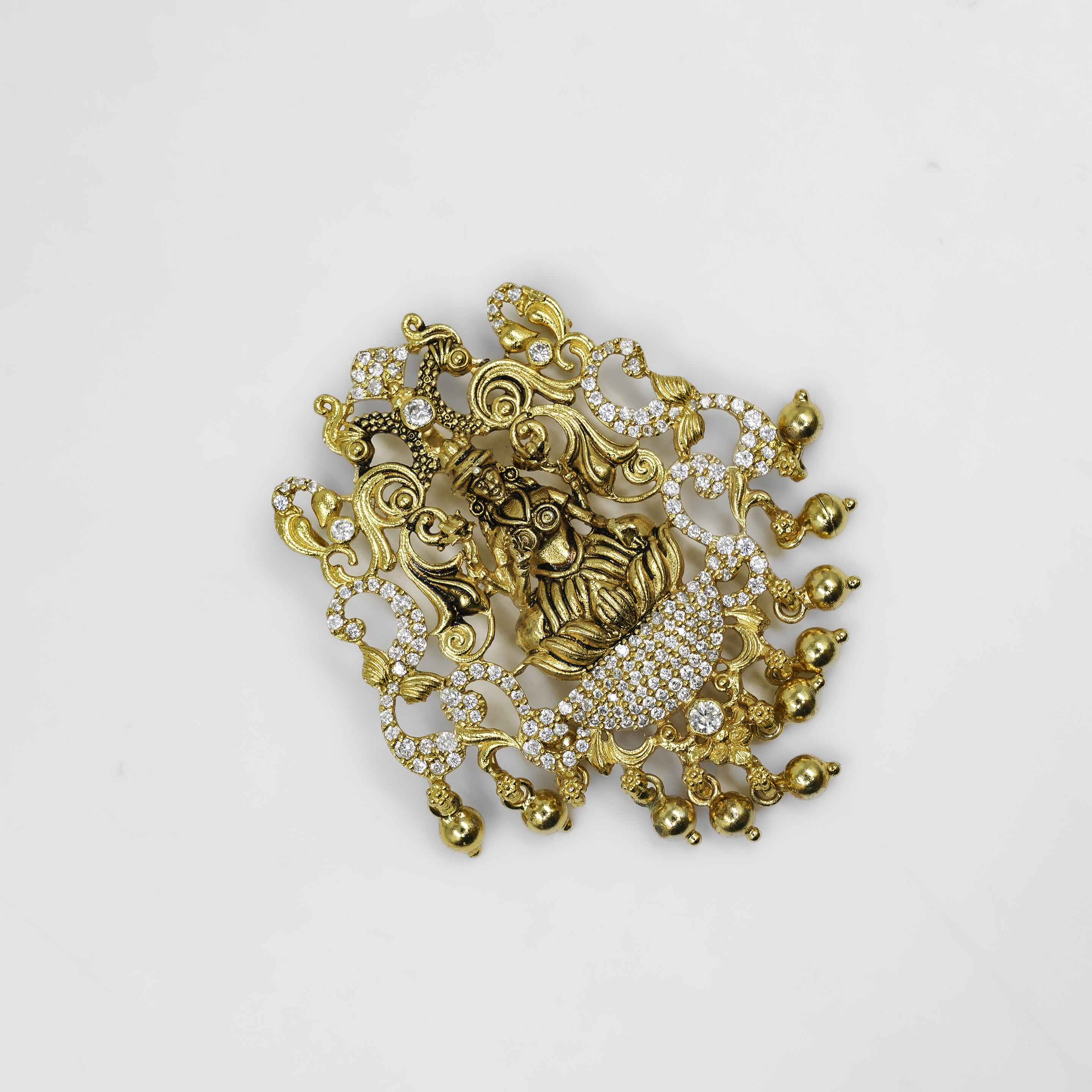 Gold Polished Silver Ganesha Pendant