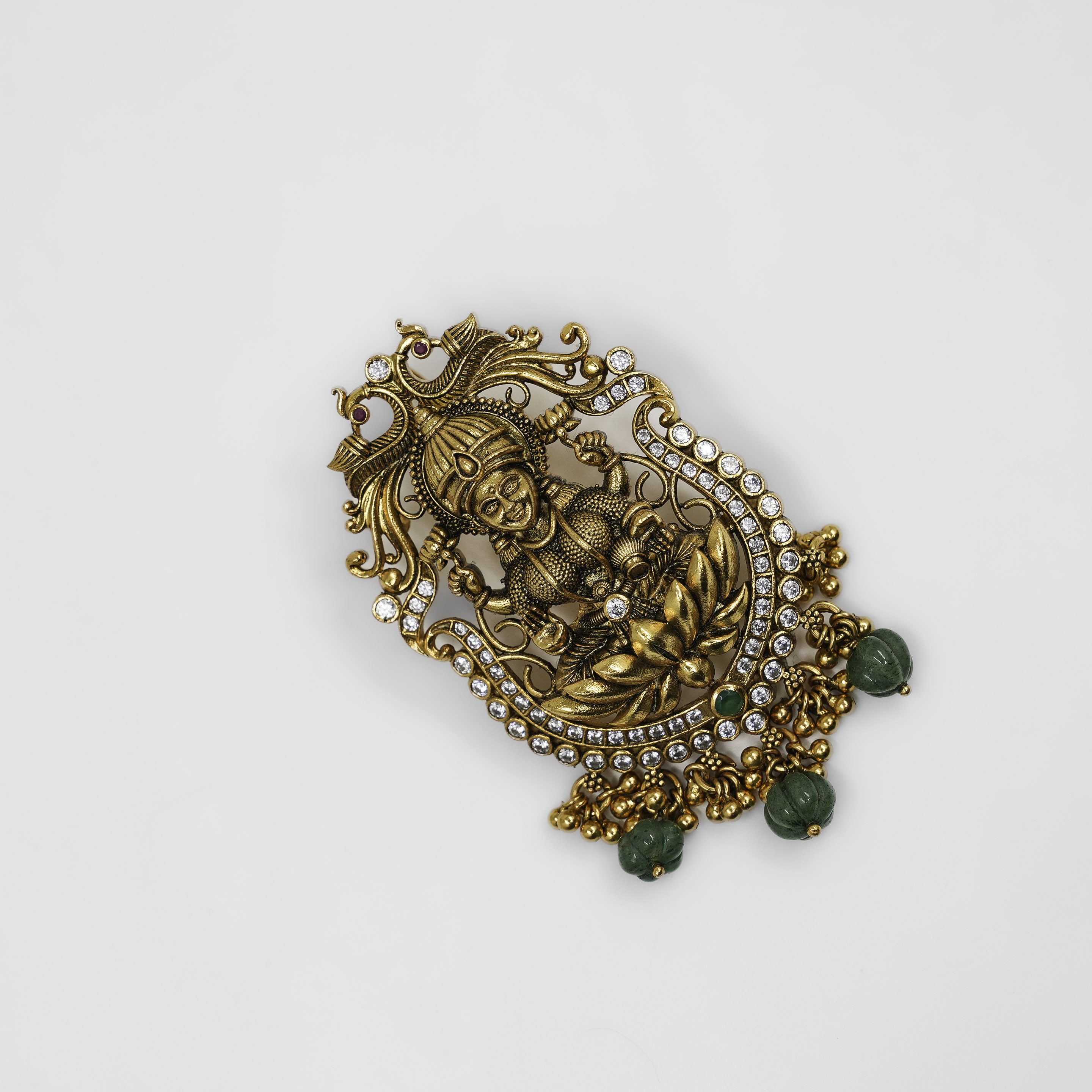 Gold Polished Silver Laxmi Pendant