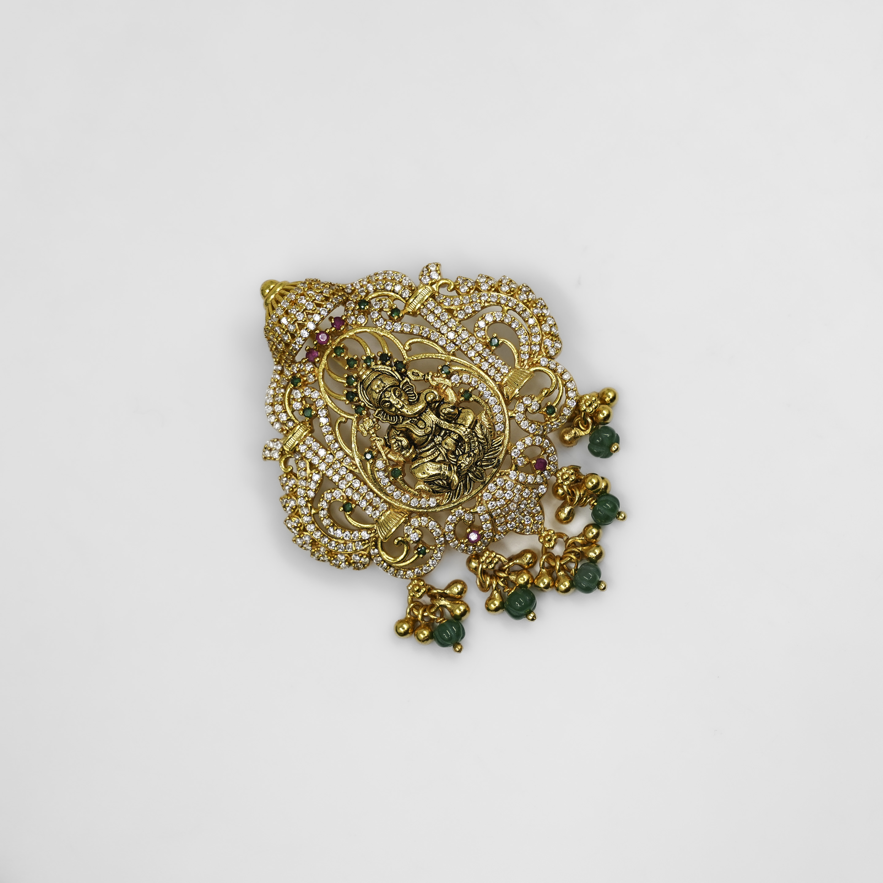 Gold Polished Silver Ganesha Pendant