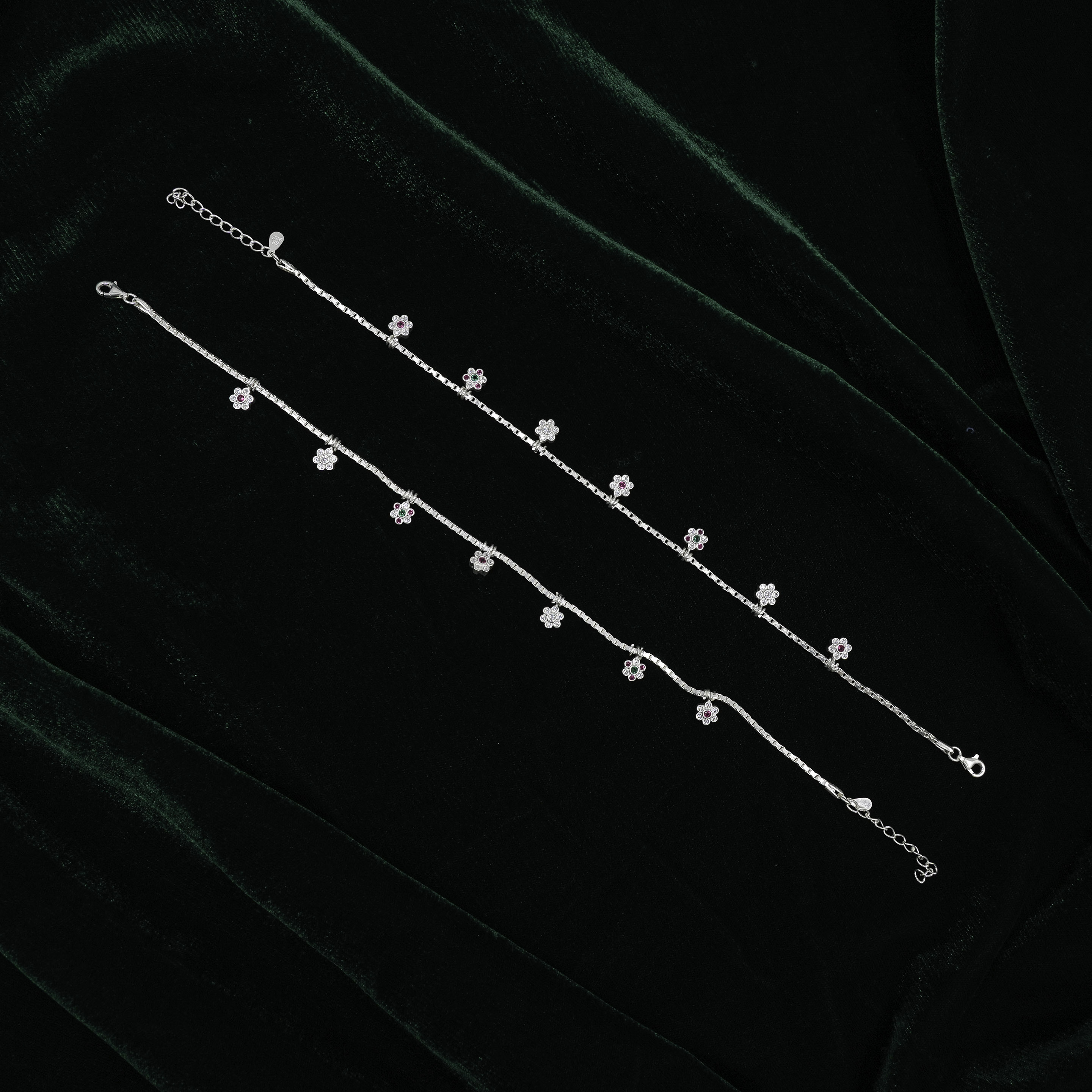 Silver Flower Anklet