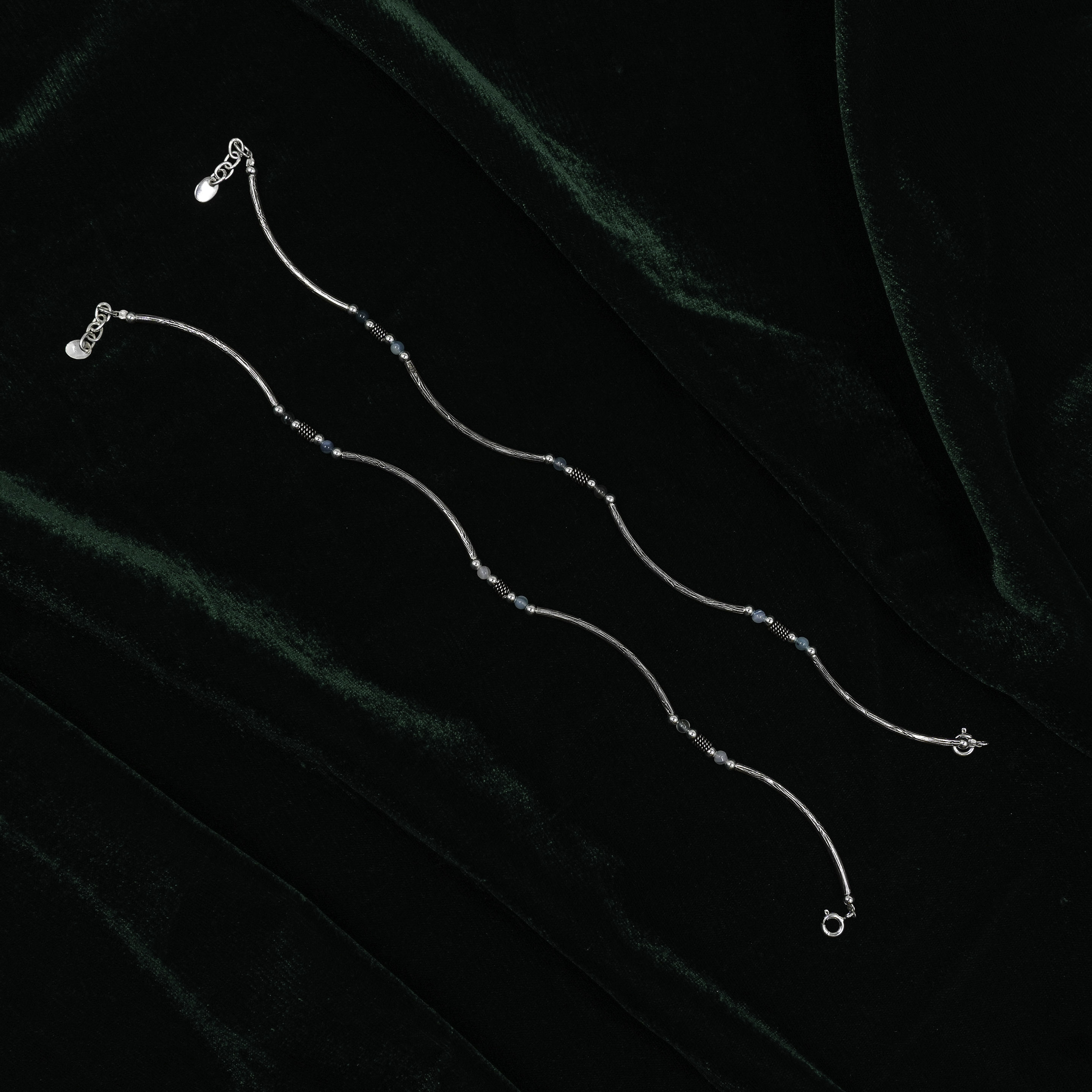 Silver Beaded Anklet