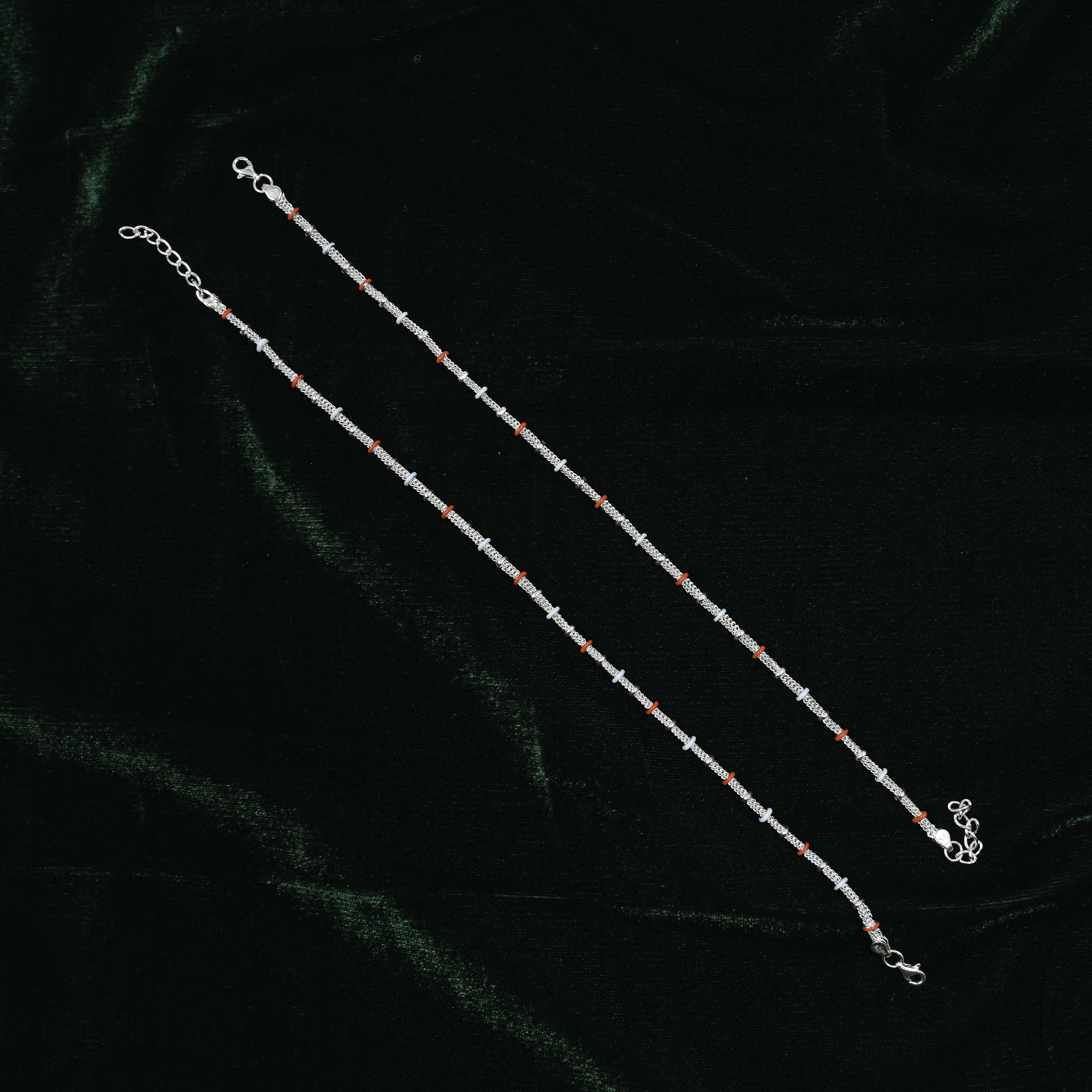 Silver Beaded Anklet
