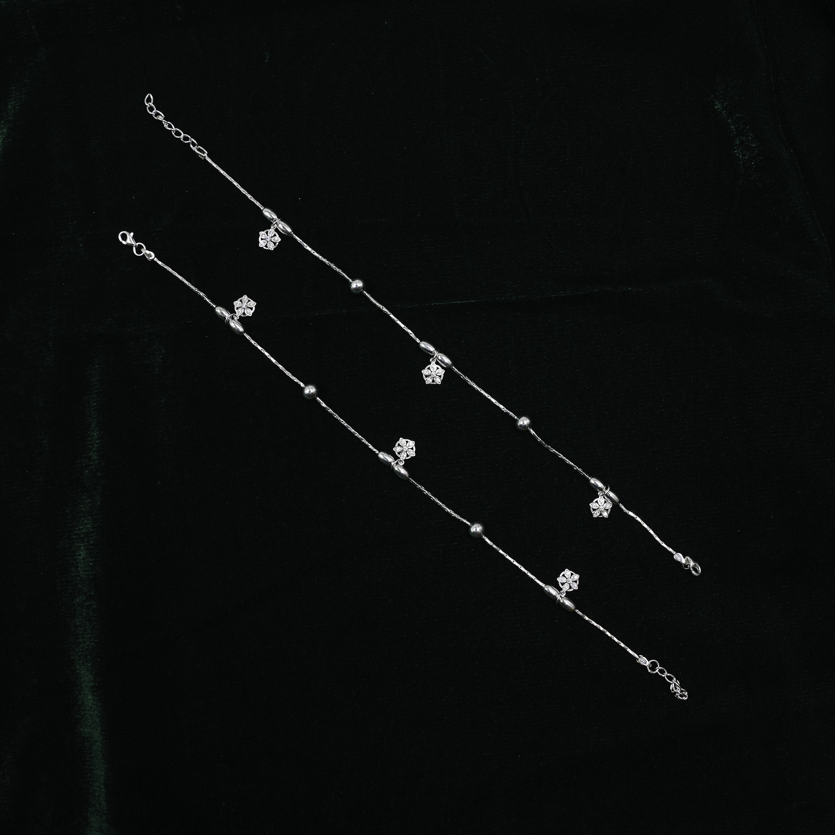 Silver Flower Anklets