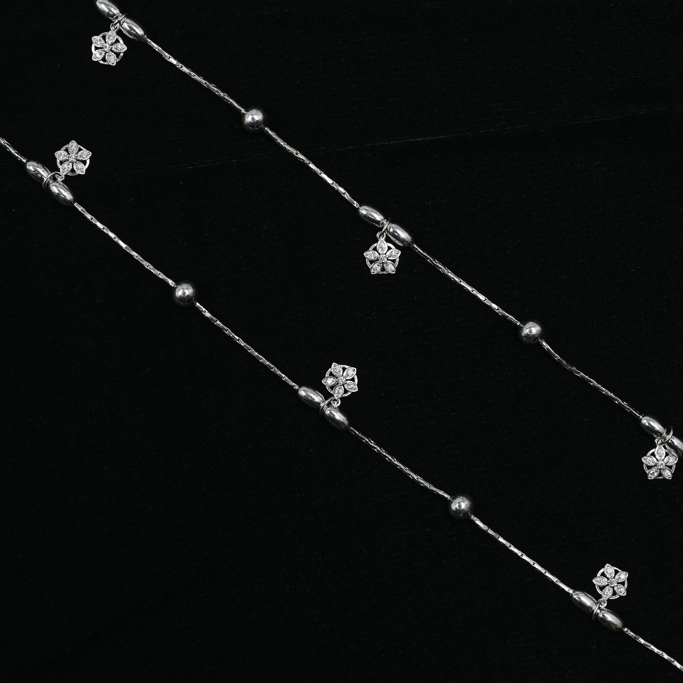 Raag Silver Jewellery - Silver Flower Anklets