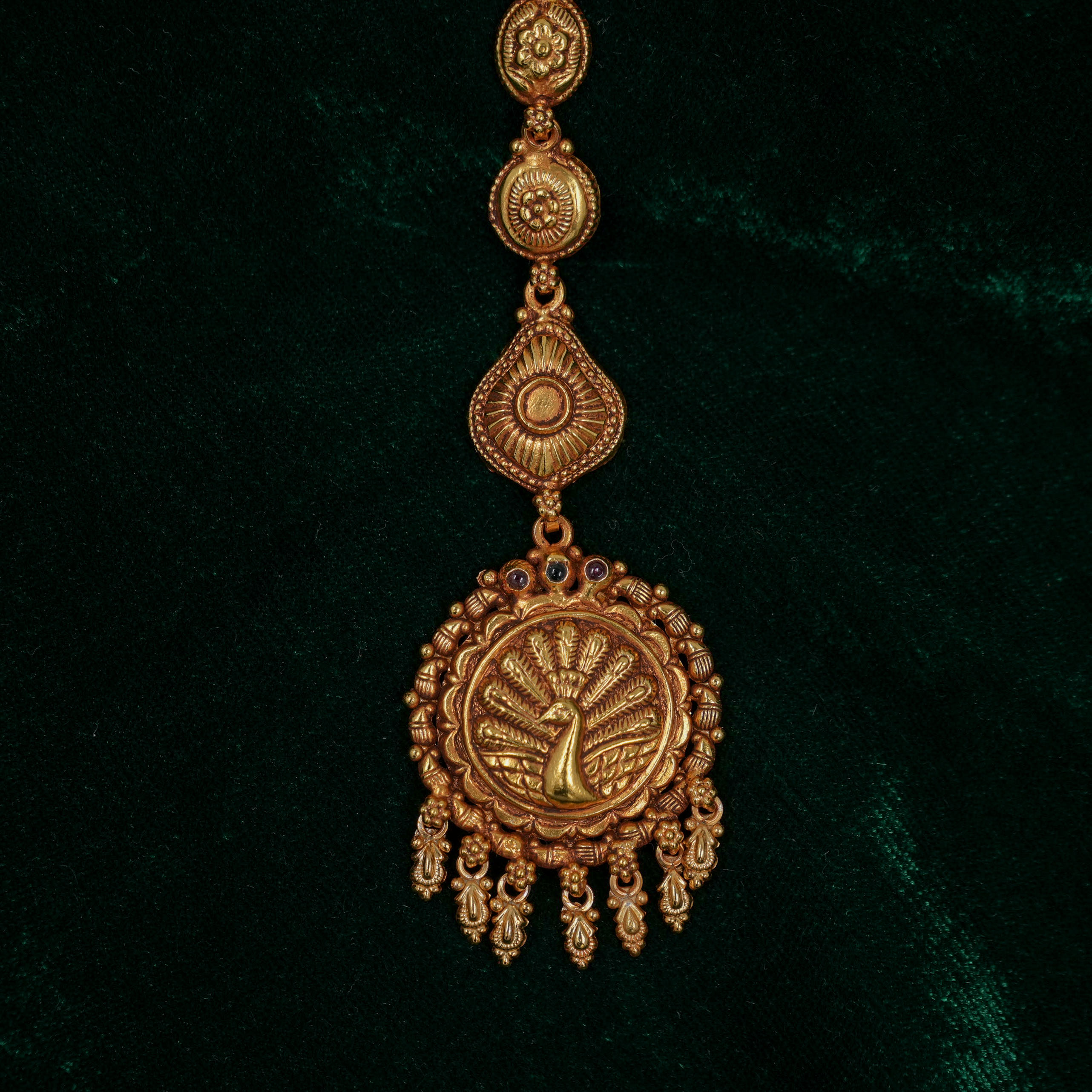 Raag Silver Jewellery - Gold Peacock Maangtikka