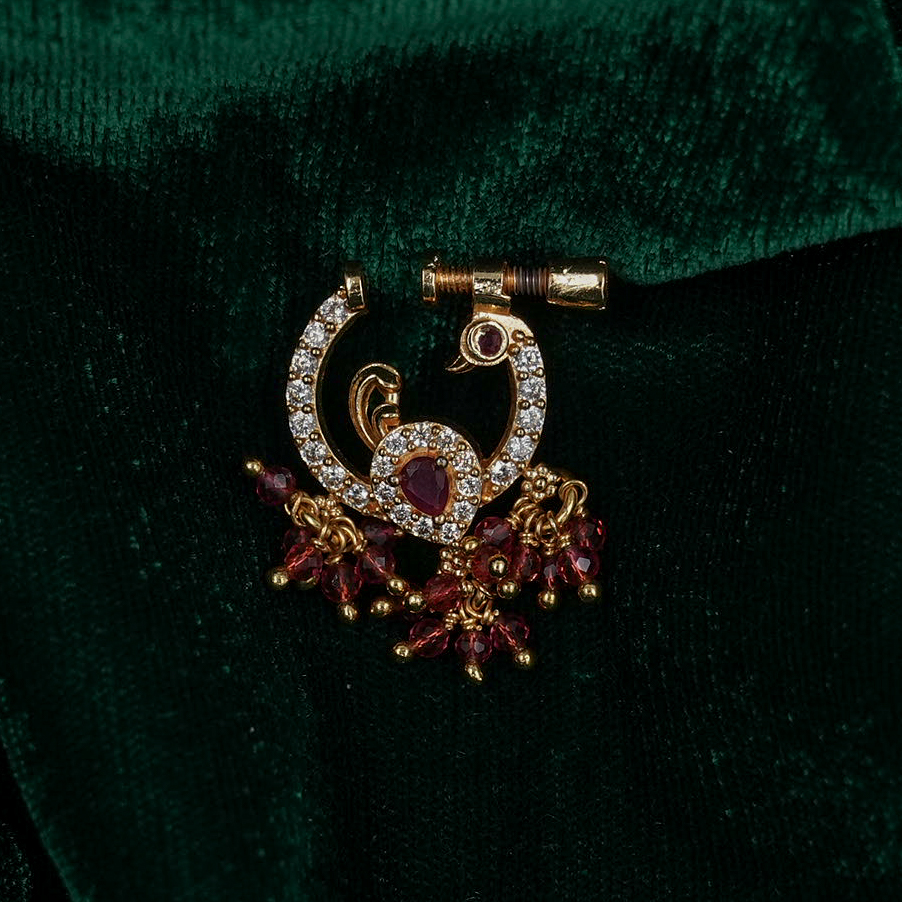 Raag Silver Jewellery - Gold Peacock Brooch