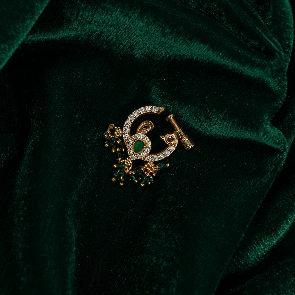 Raag Silver Jewellery - Gold Peacock Nath