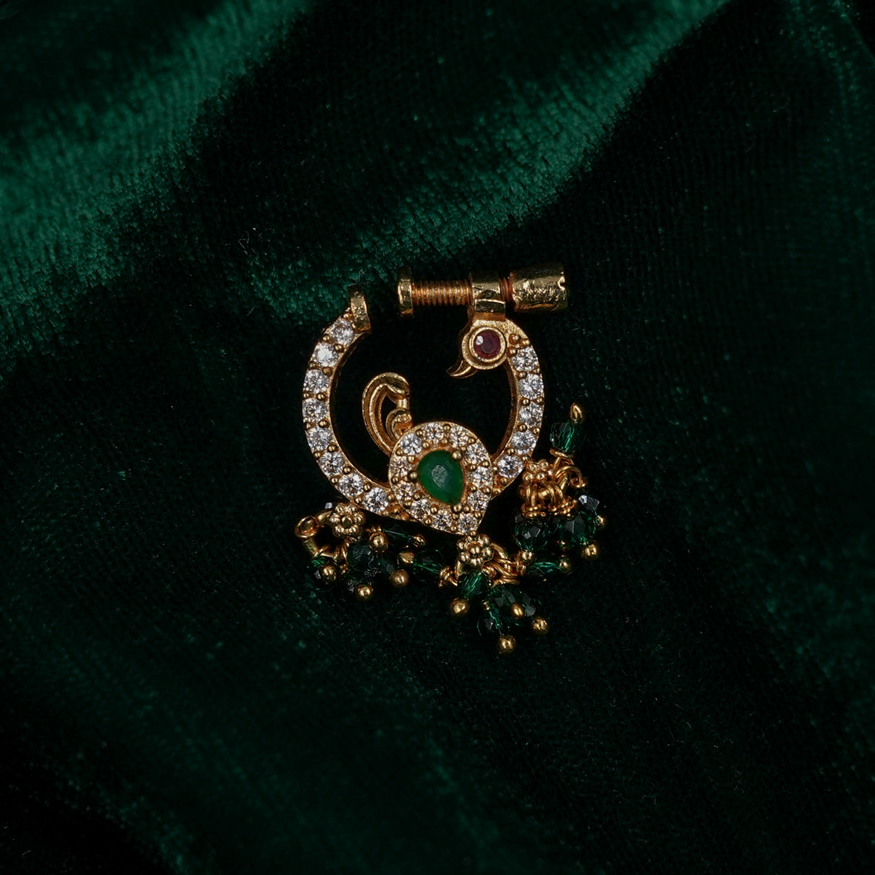 Raag Silver Jewellery - Gold Peacock Nath