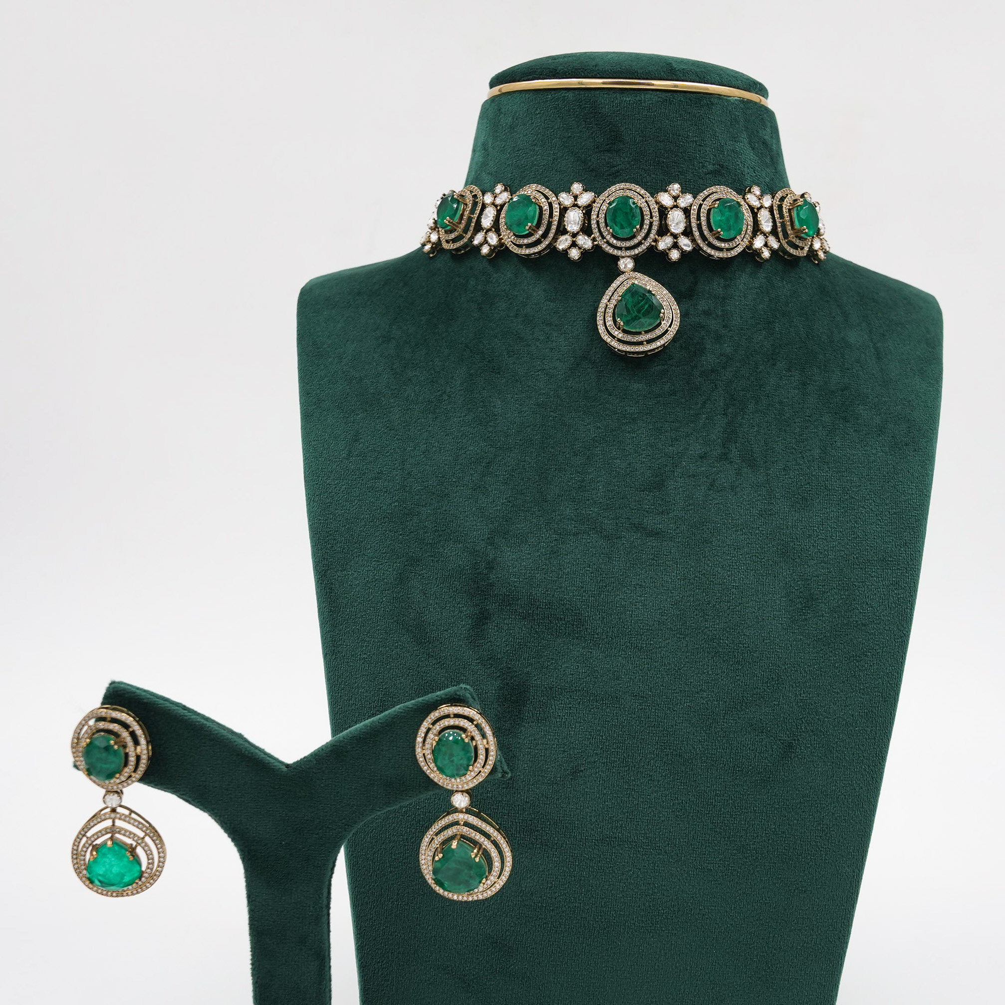 Raag Silver Jewellery - Emerald Silver Necklace