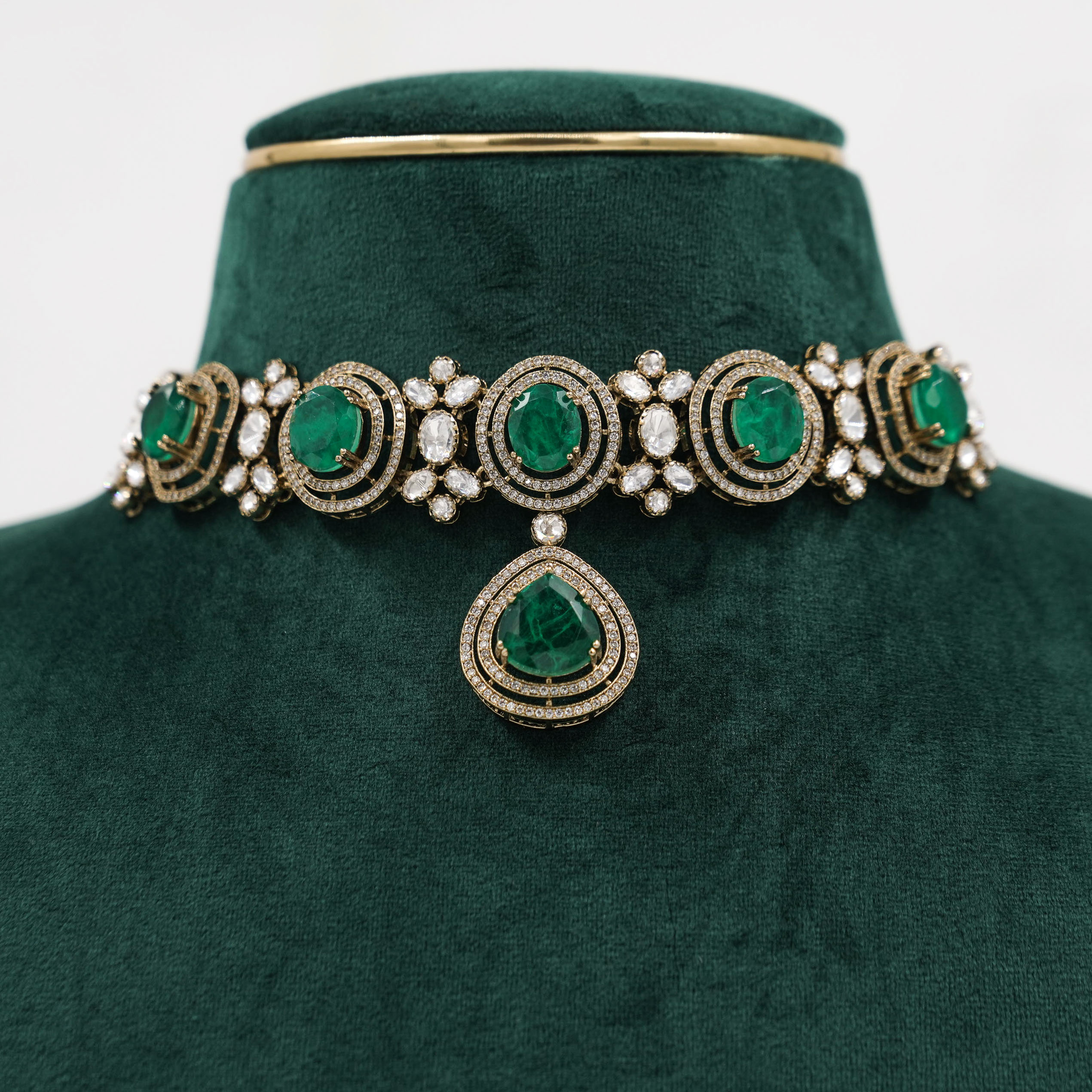 Raag Silver Jewellery - Emerald Silver Necklace