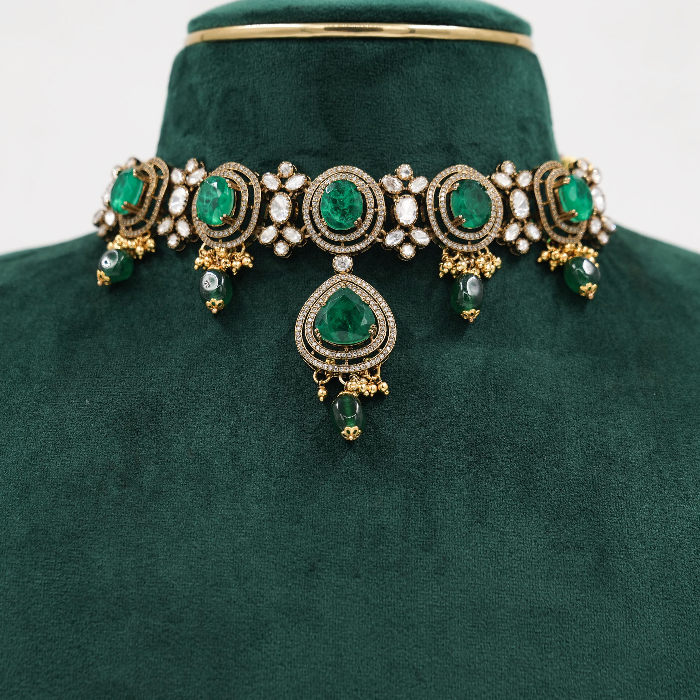 Raag Silver Jewellery - Emerald Silver Necklace